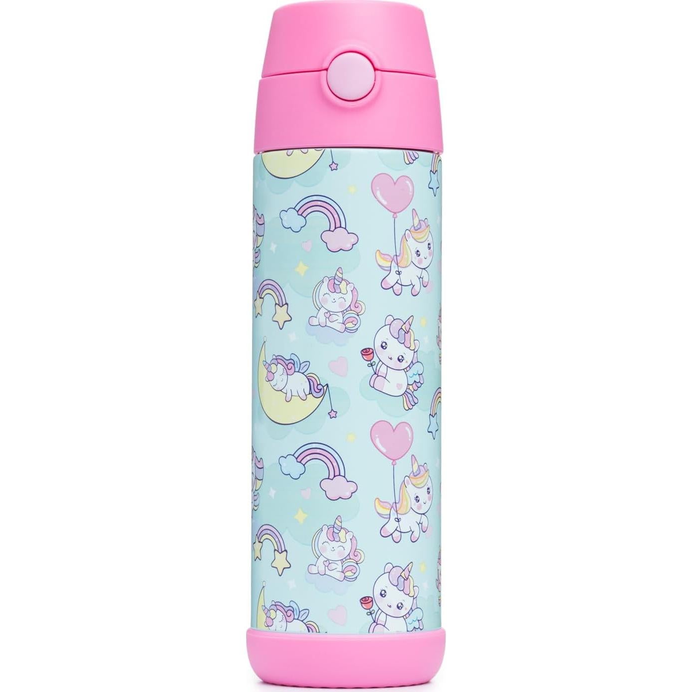 Botella de Agua Snug Unicornio 500ml con Popote para Niños