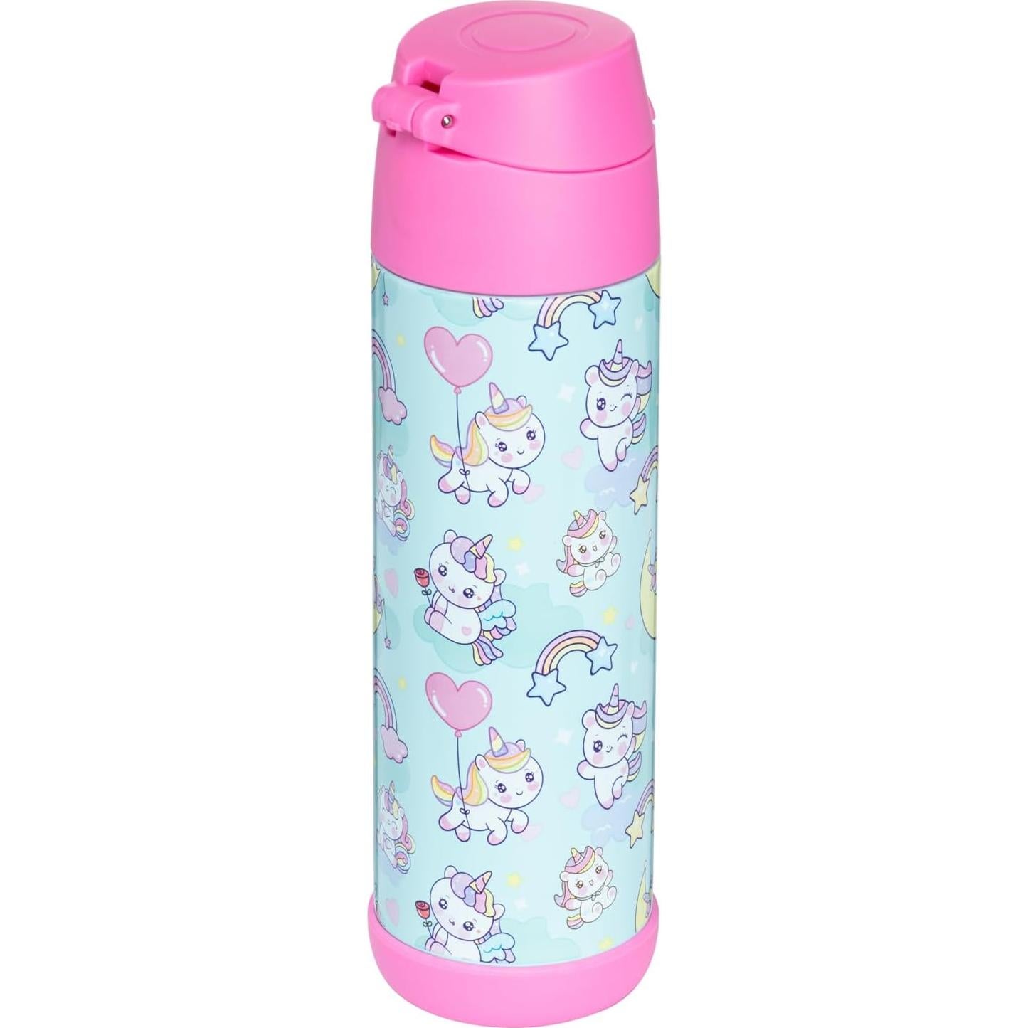 Botella de Agua Snug Unicornio 500ml con Popote para Niños