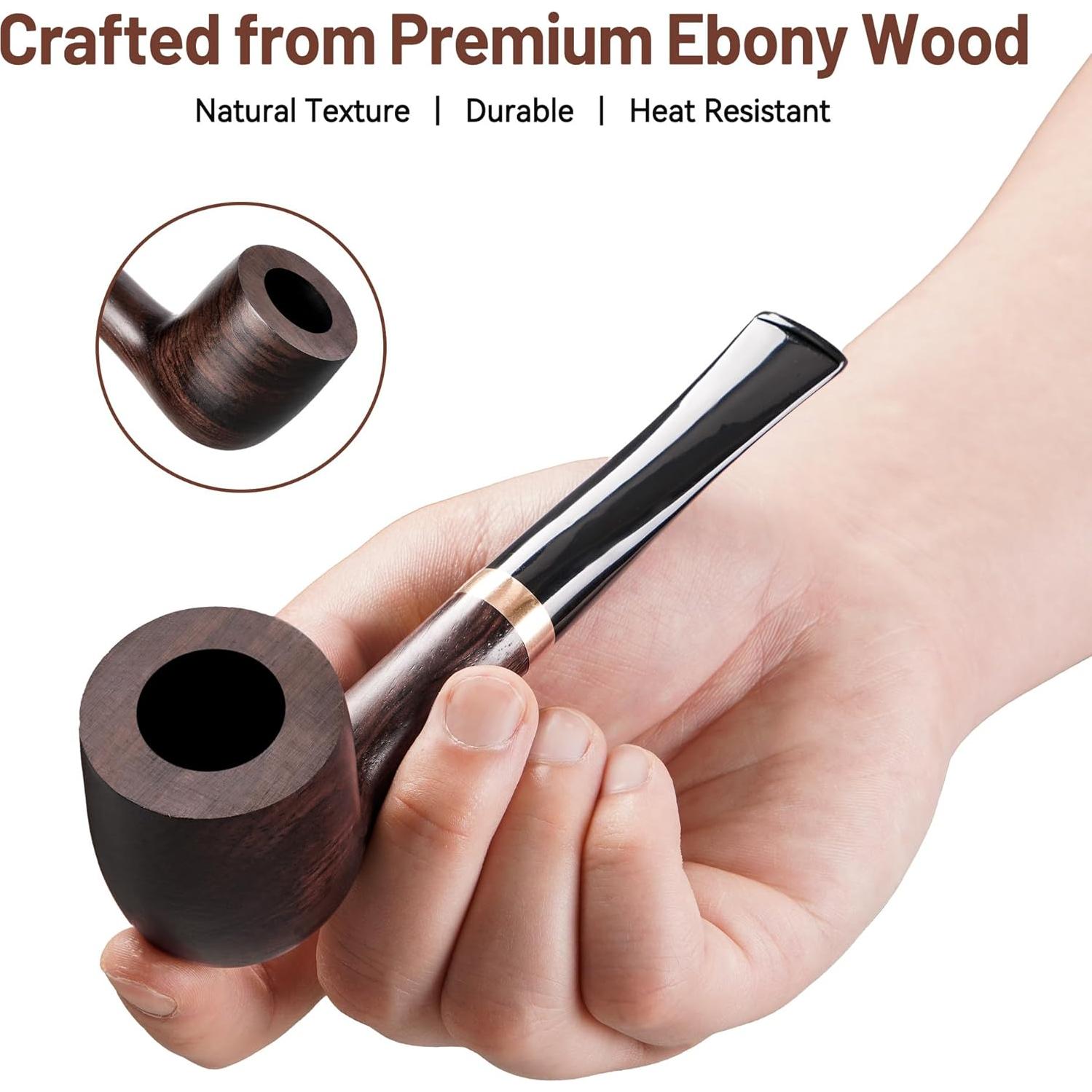 Pipa de Tabaco Recta de Ébano Sivaopa - Set Completo de Accesorios