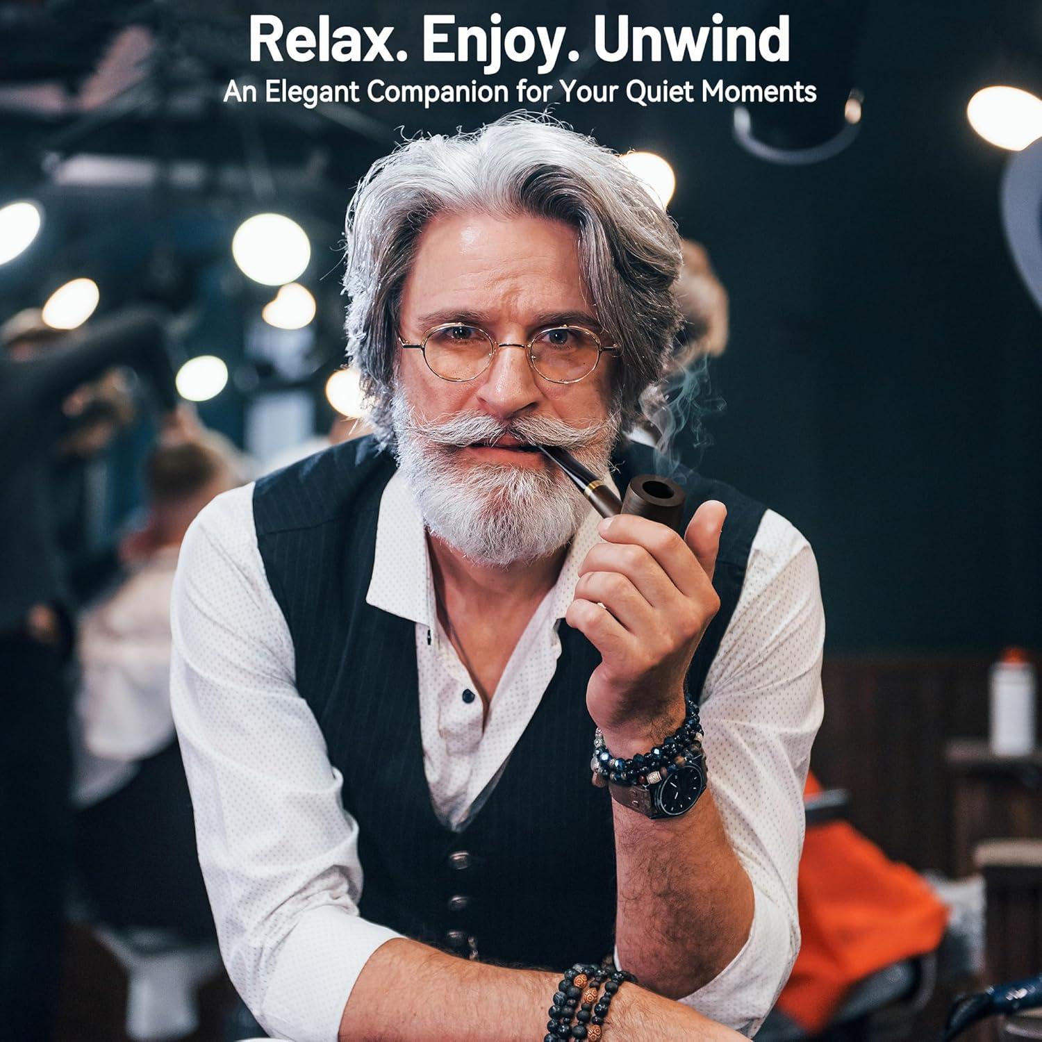 Pipa de Tabaco Recta de Ébano Sivaopa - Set Completo de Accesorios