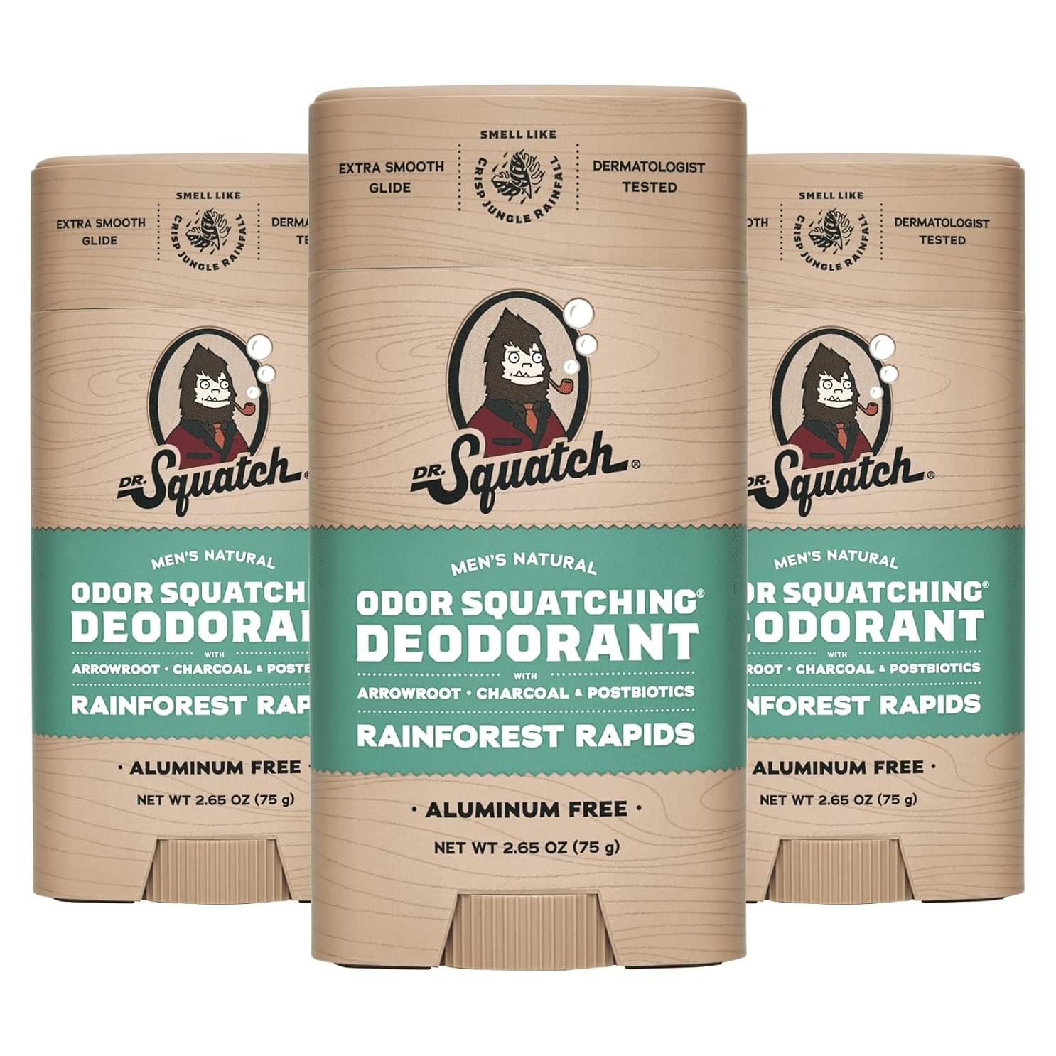 Desodorante Natural Dr. Squatch para Hombres - Rápidos del Bosque Lluvioso - 3 Pack 75g