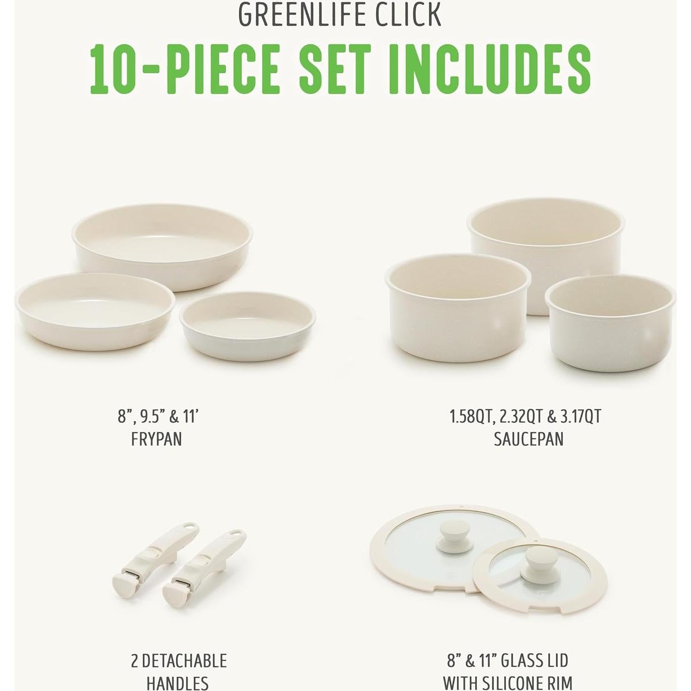 Juego de Utensilios de Cocina GreenLife Click 10 Piezas