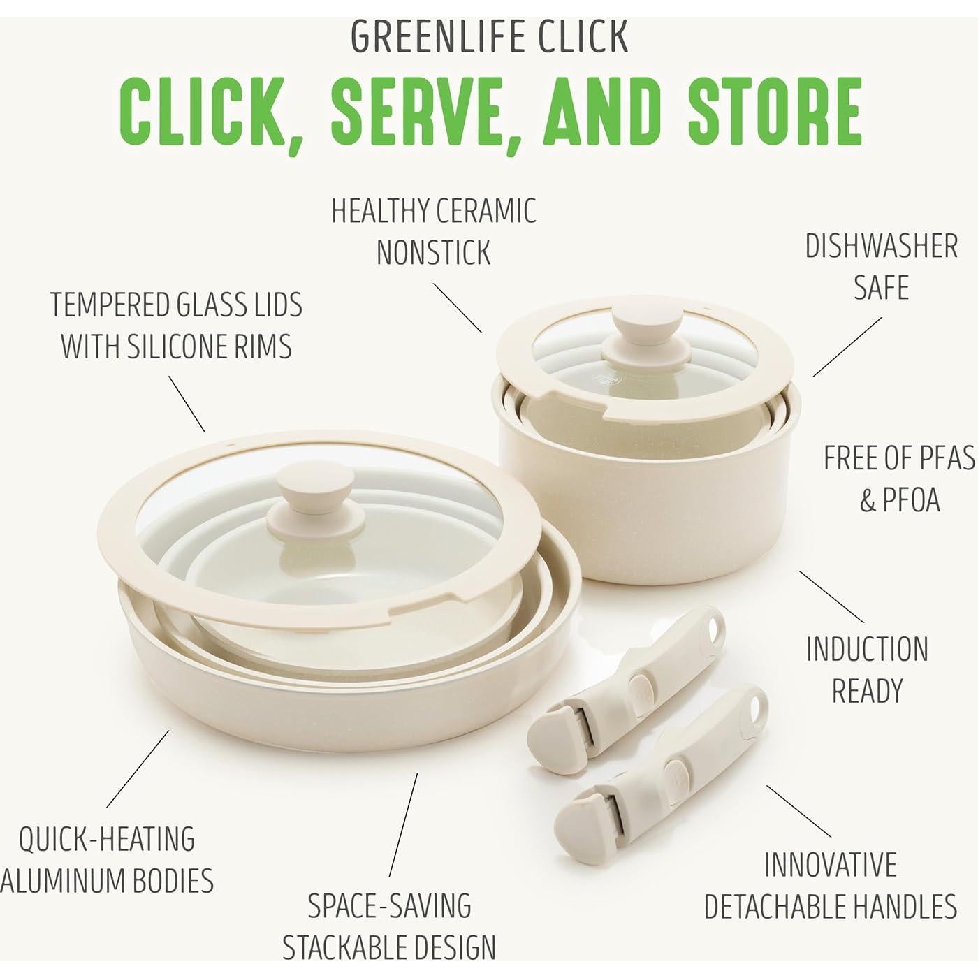 Juego de Utensilios de Cocina GreenLife Click 10 Piezas