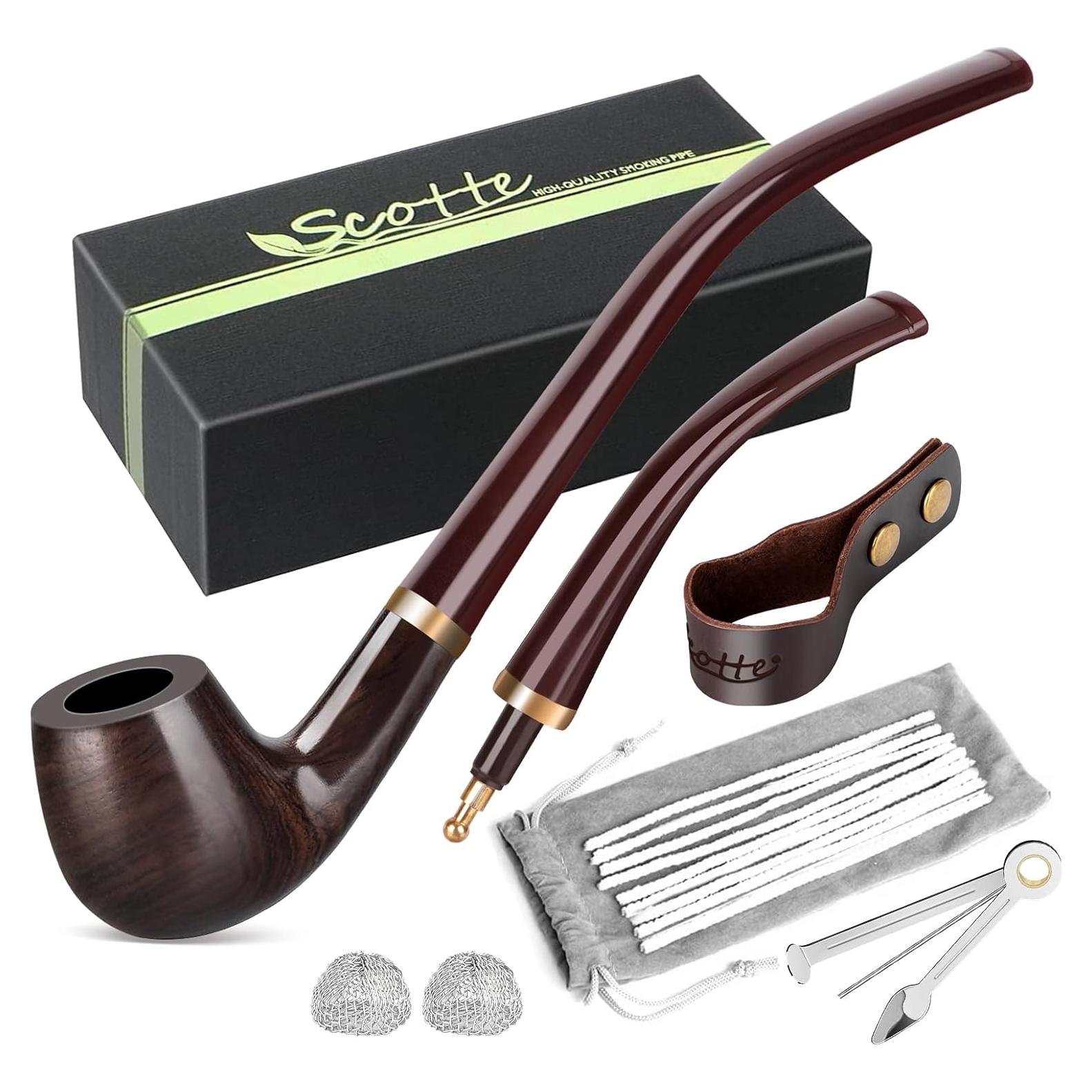 Pipa de Madera Scotte con Vástago Reemplazable y Accesorios