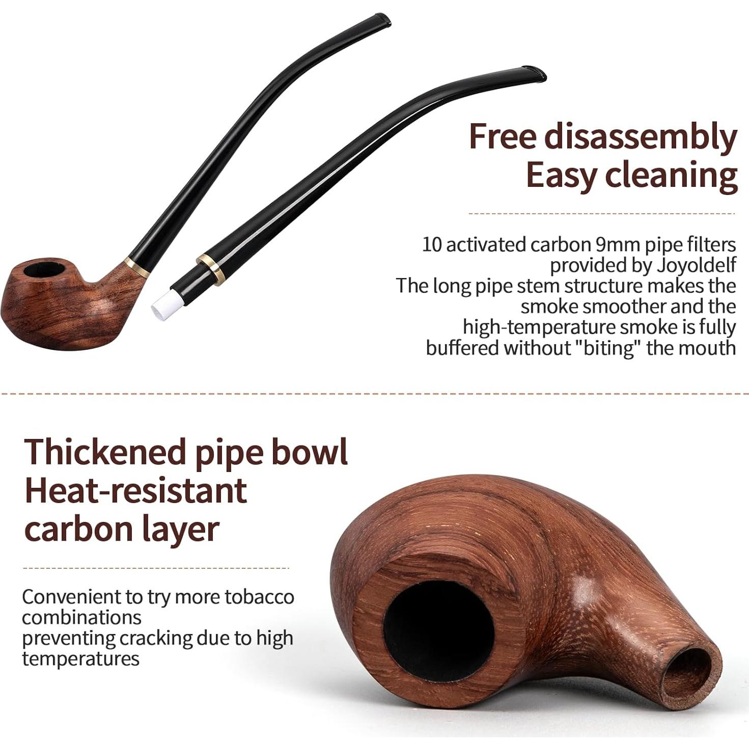 Pipa de Tabaco Joyoldelf de Madera de Rosa con Accesorios