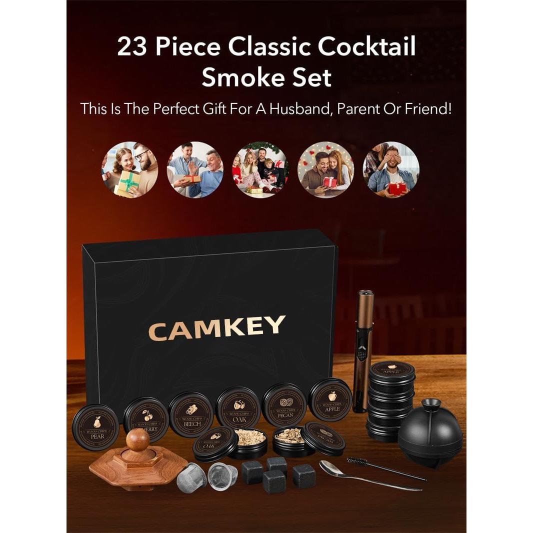 Kit de Ahumador de Whisky 23 Piezas CAMKEY con Chips de Madera
