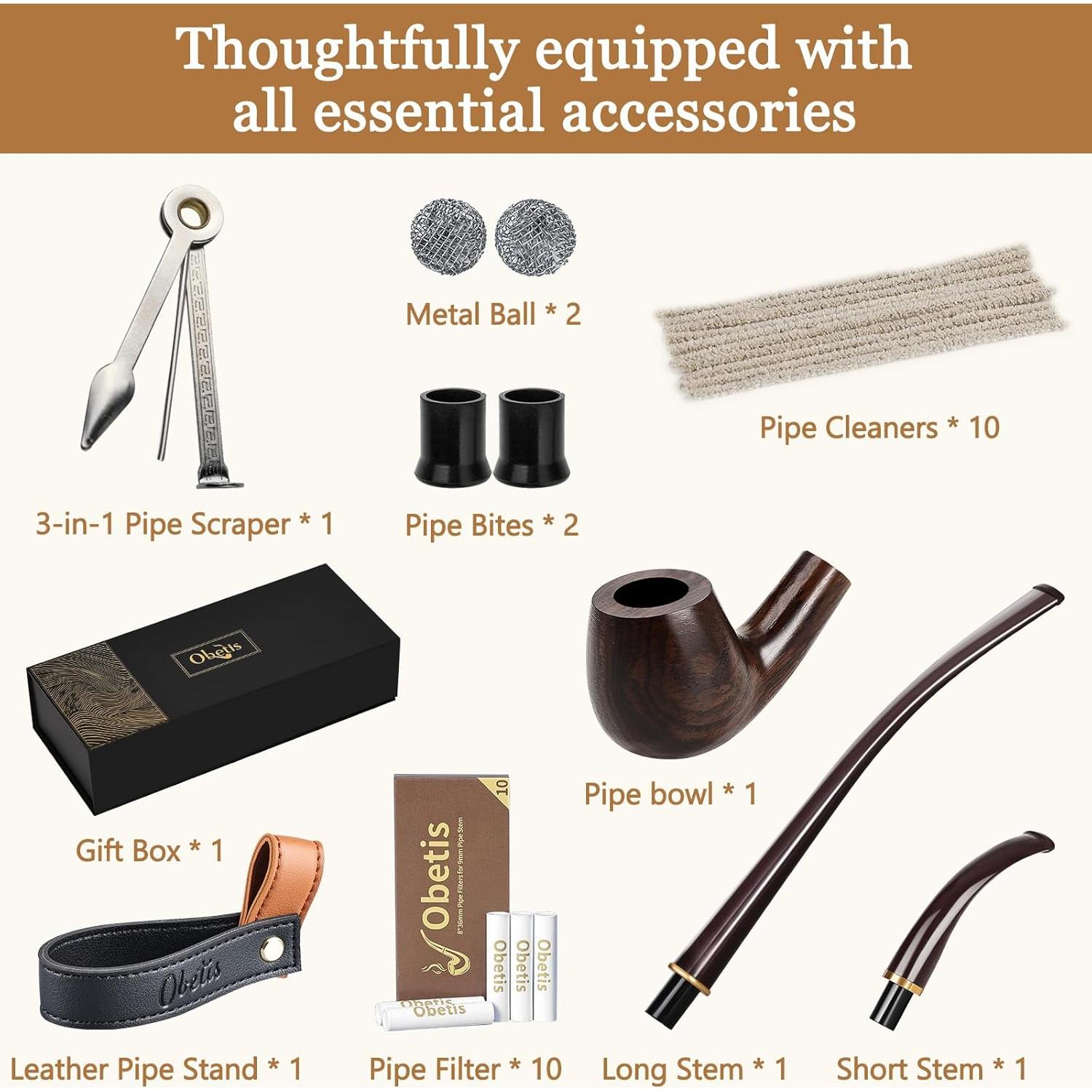 Juego de Pipas de Tabaco Obetis - Ébano Premium con Accesorios