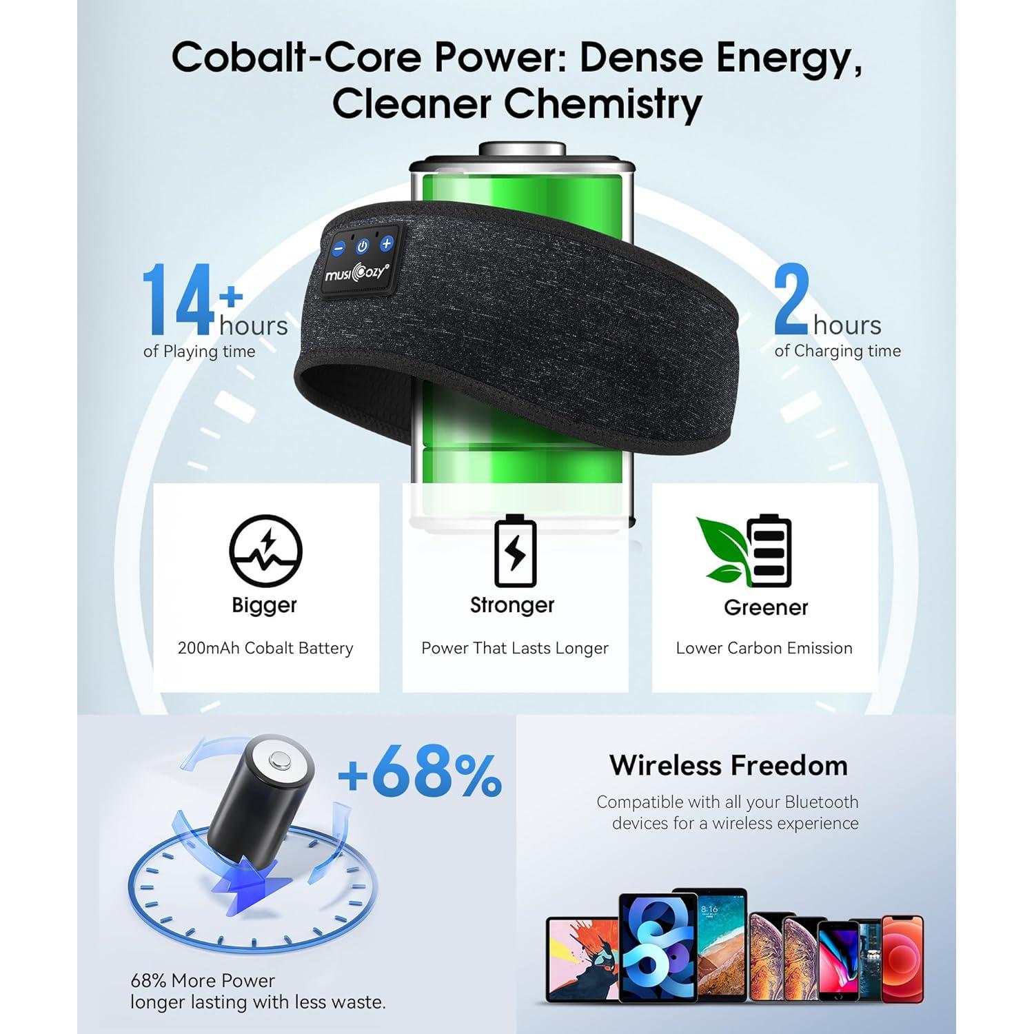 Auriculares Cinturón Bluetooth MUSICOZY 5.4 para Dormir