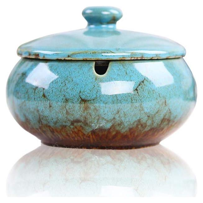 Cenicero Cerámica Lependor Azul a Prueba de Viento