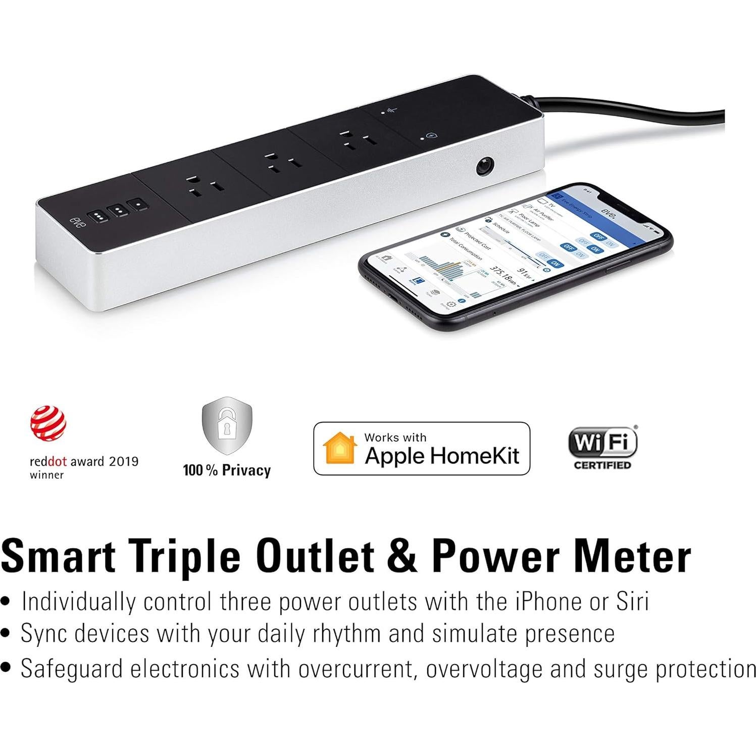 Eve Energy Strip - Toma de corriente inteligente triple