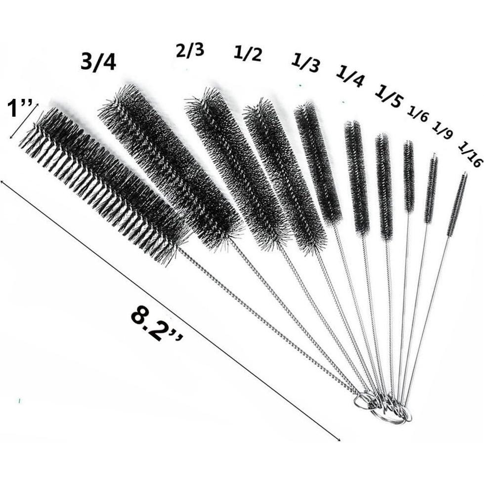 Cepillo de Tubo EBOOT 21 cm Set de 10 Nylon Acero Inoxidable