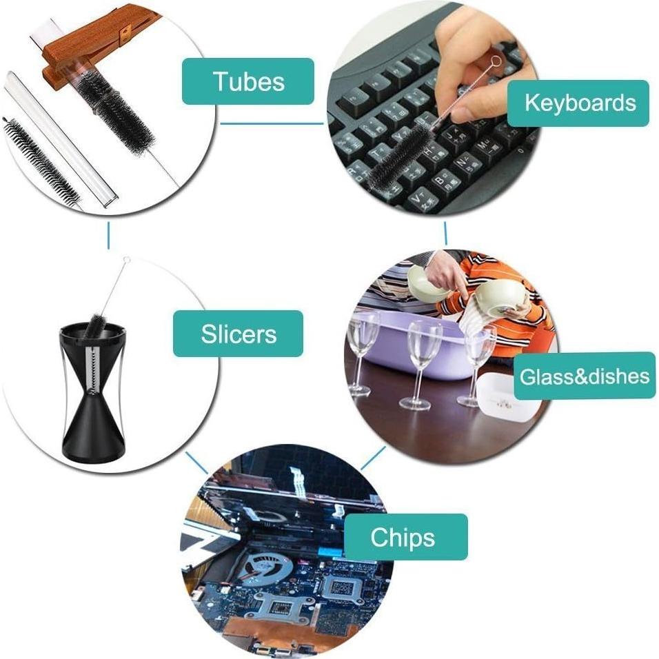 Cepillo de Tubo EBOOT 21 cm Set de 10 Nylon Acero Inoxidable