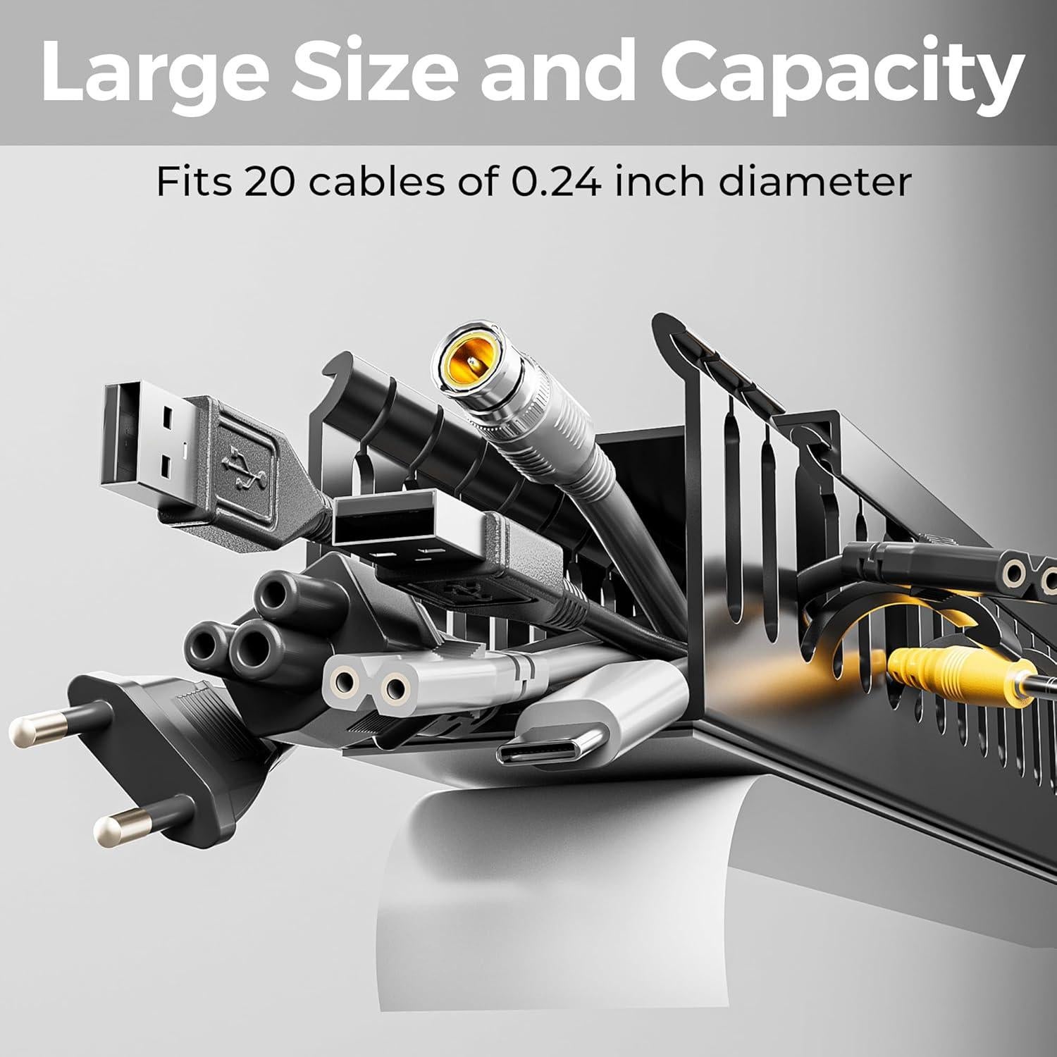 Organizador de Cables YECAYE Grande Negro 159.6x5cm