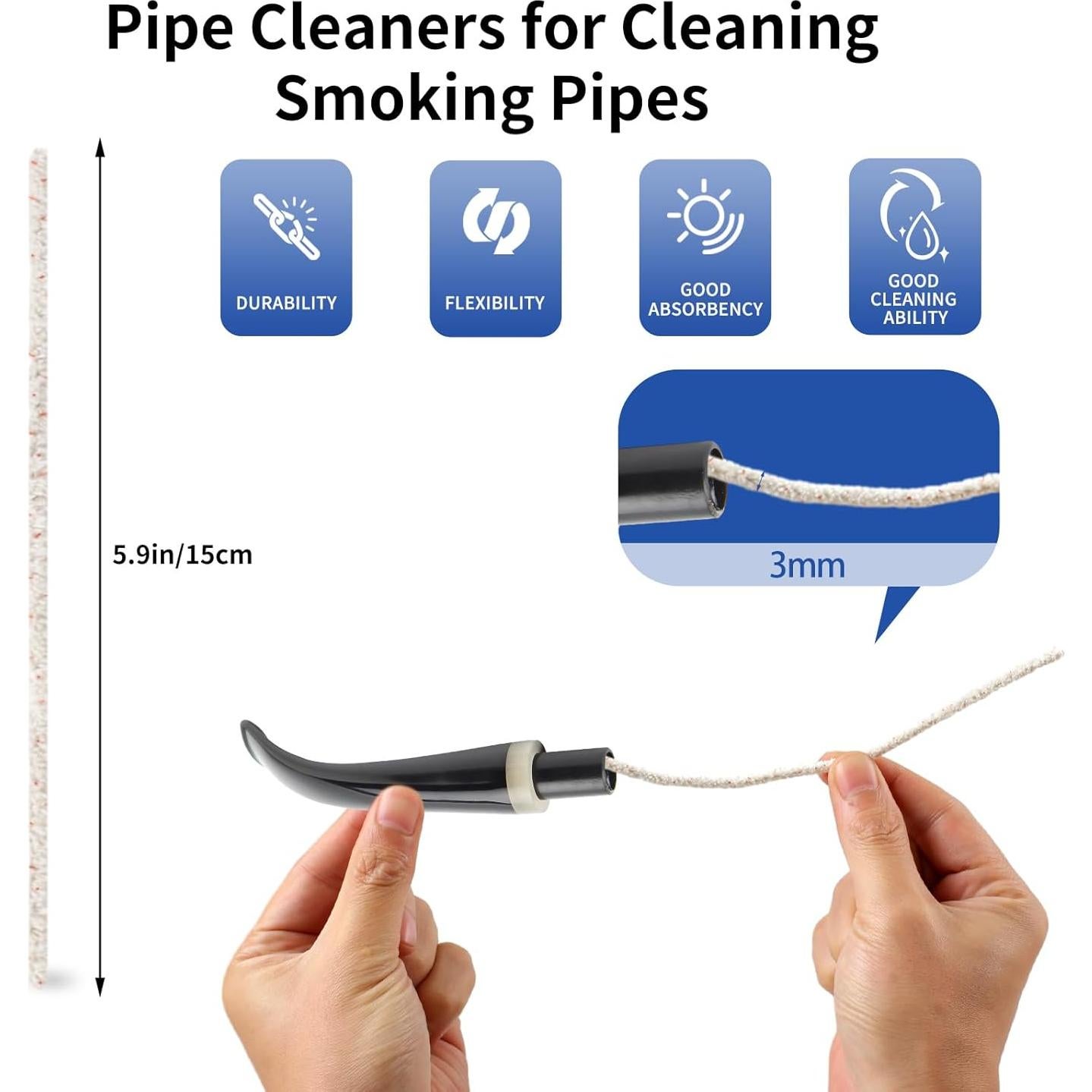 Limpiadores de Tubos Phinus 300 Unidades 15 cm Algodón Plástico