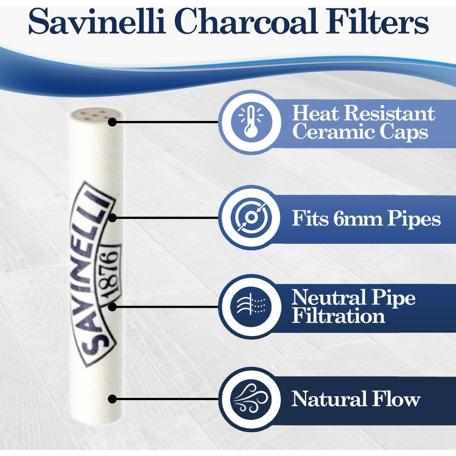 Filtros de Carbón Activado Savinelli 6mm - 30 Piezas