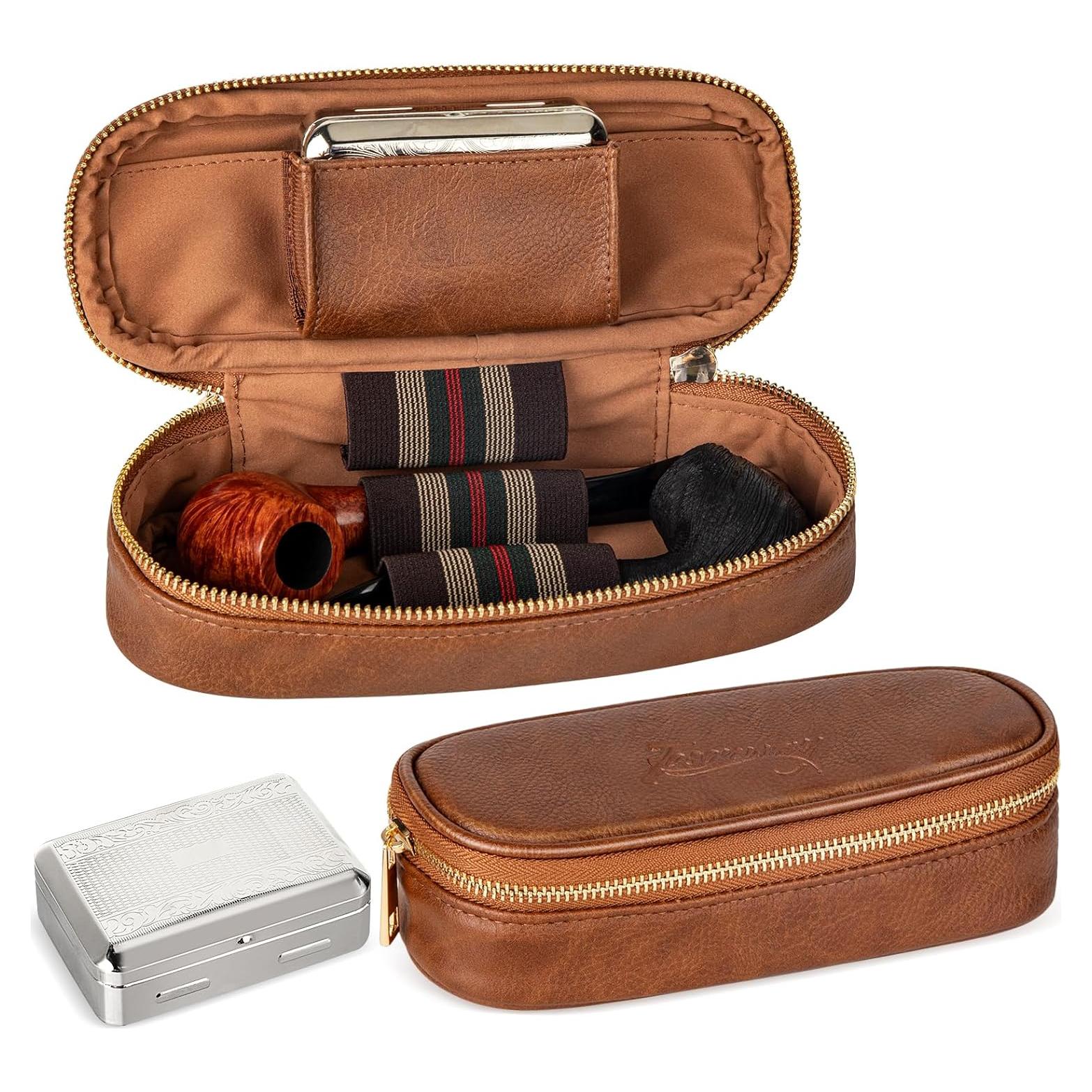 Estuche para Pipas Tesonway de Cuero PU para 2 Pipas