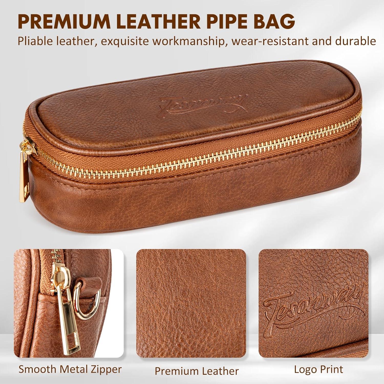 Estuche para Pipas Tesonway de Cuero PU para 2 Pipas