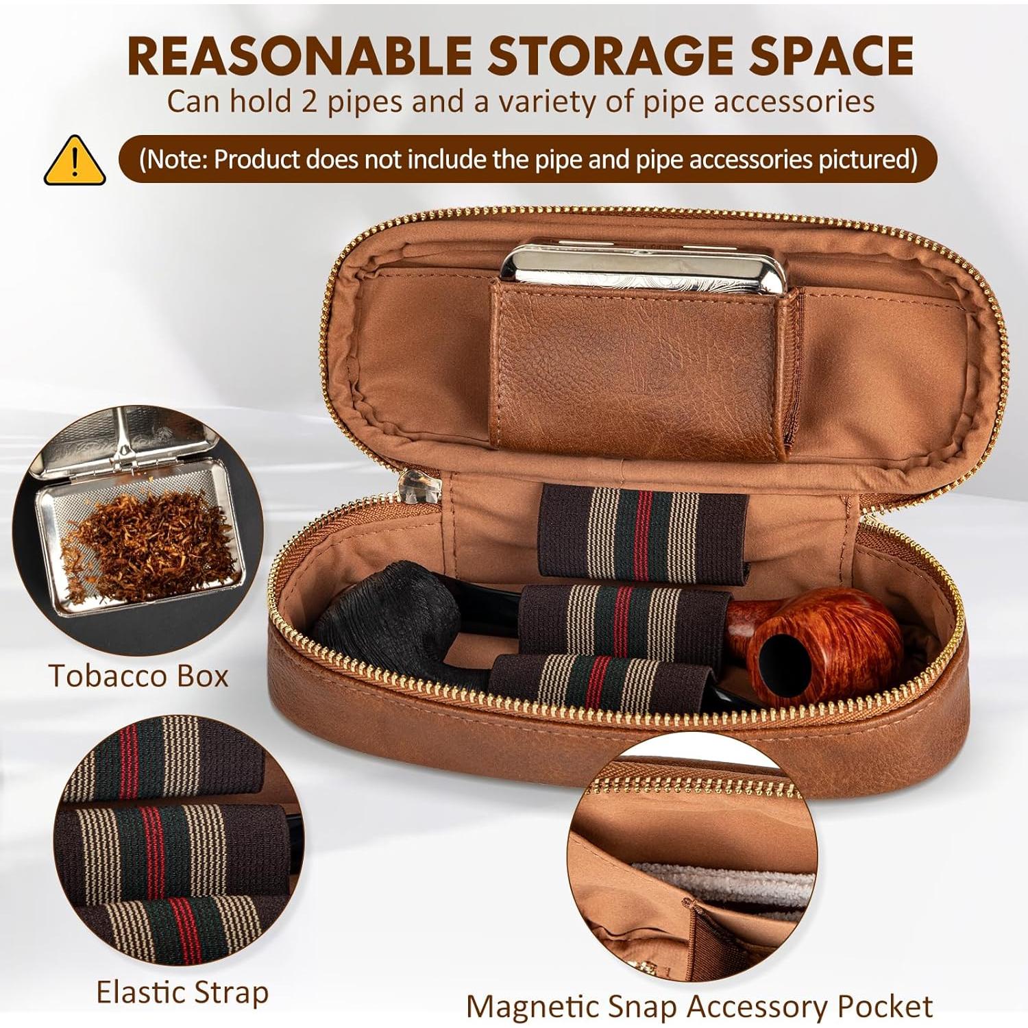 Estuche para Pipas Tesonway de Cuero PU para 2 Pipas