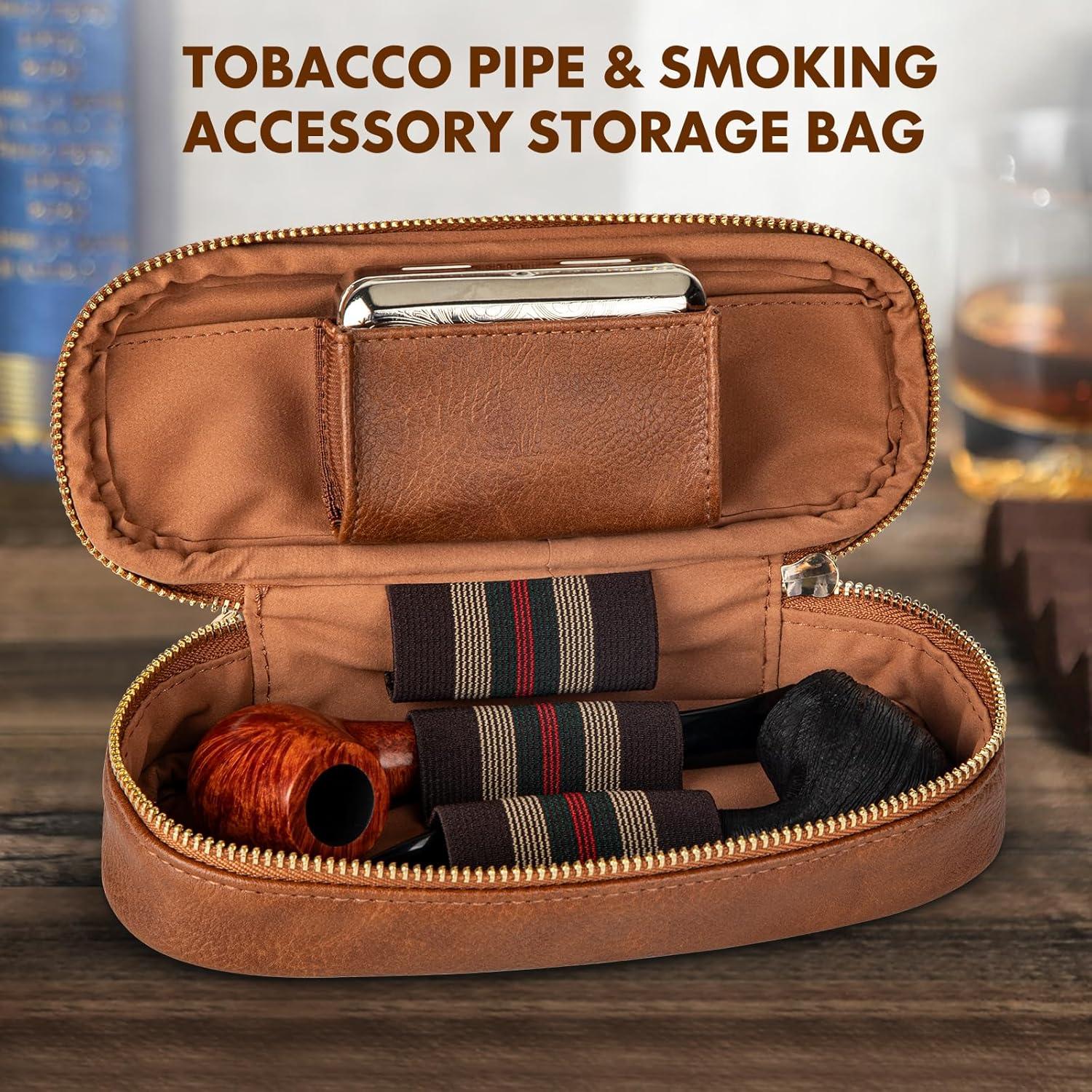 Estuche para Pipas Tesonway de Cuero PU para 2 Pipas