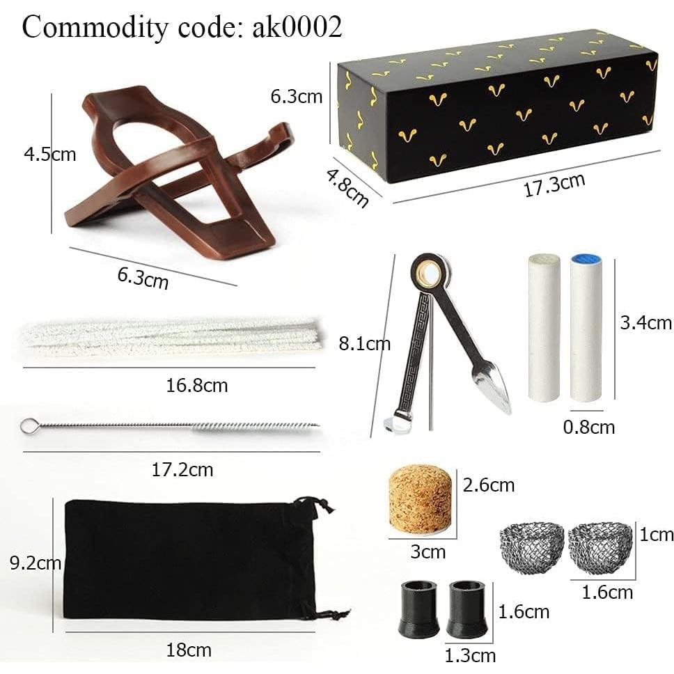 Pipa de Tabaco MUXIANG Ébano Recta con 10 Accesorios