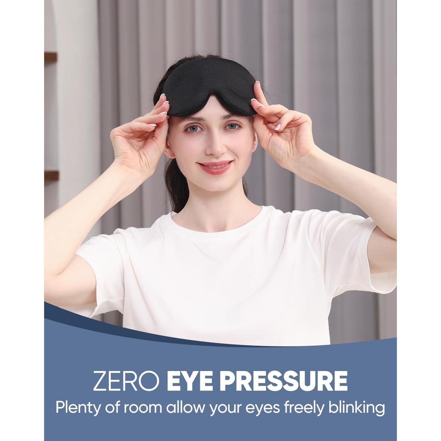 MZOO Máscara de Sueño 3D Negra para Durmientes de Lado