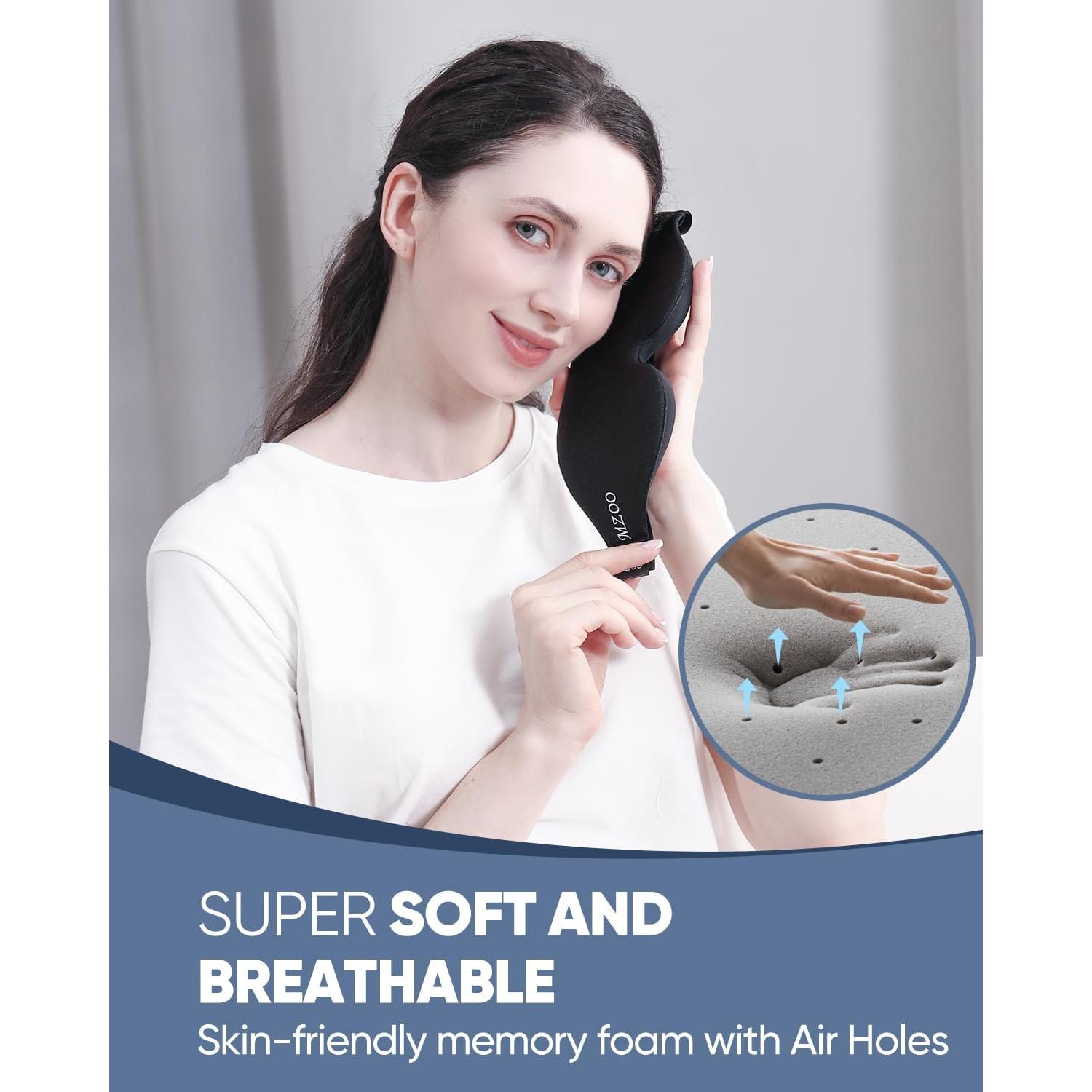 MZOO Máscara de Sueño 3D Negra para Durmientes de Lado