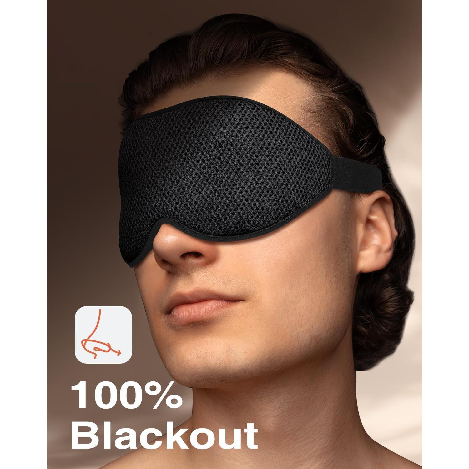 Máscara de dormir MABAO 3D sin presión, bloquea luz, negro