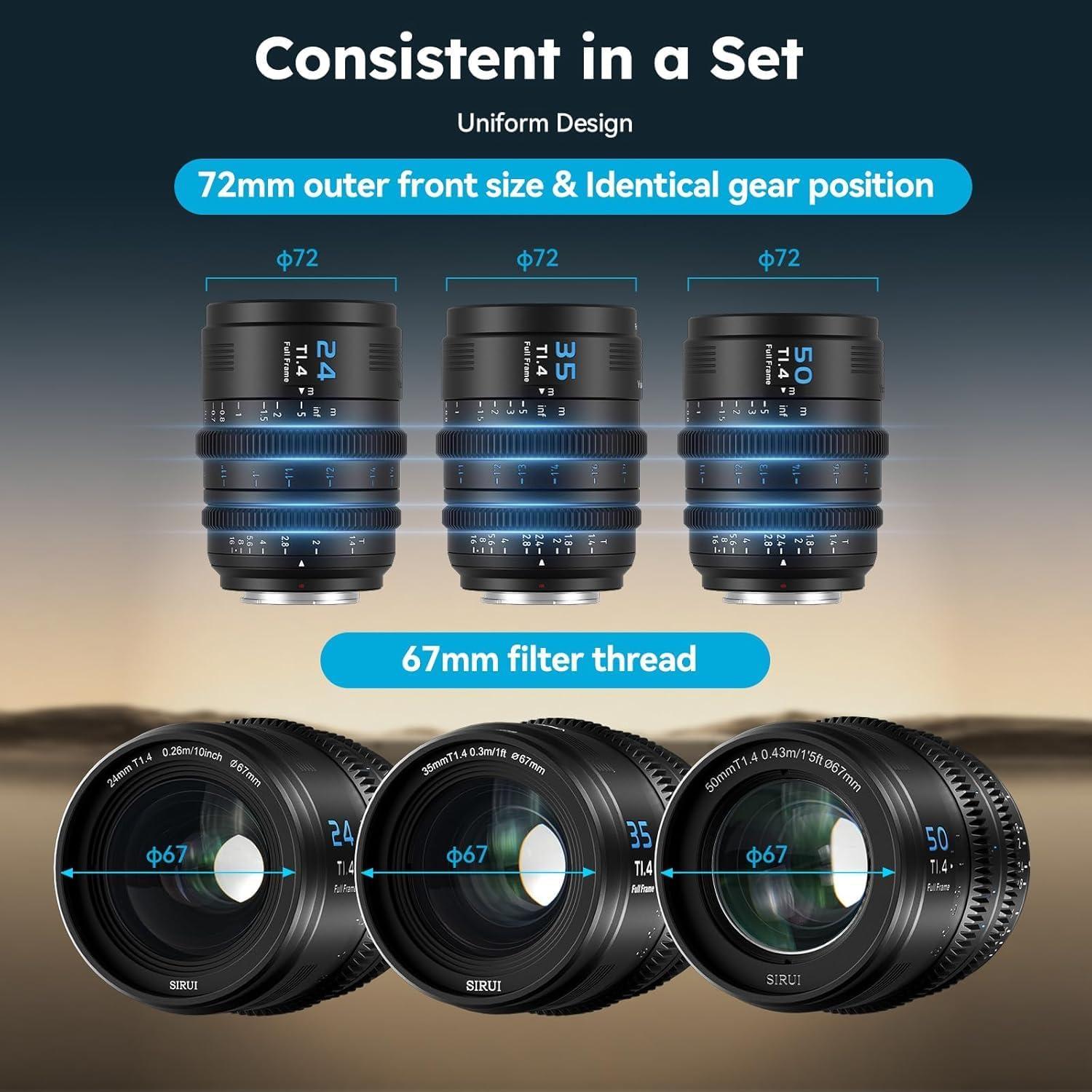 Lente Cine SIRUI VP-1 24mm T1.4 Full Frame Montura E