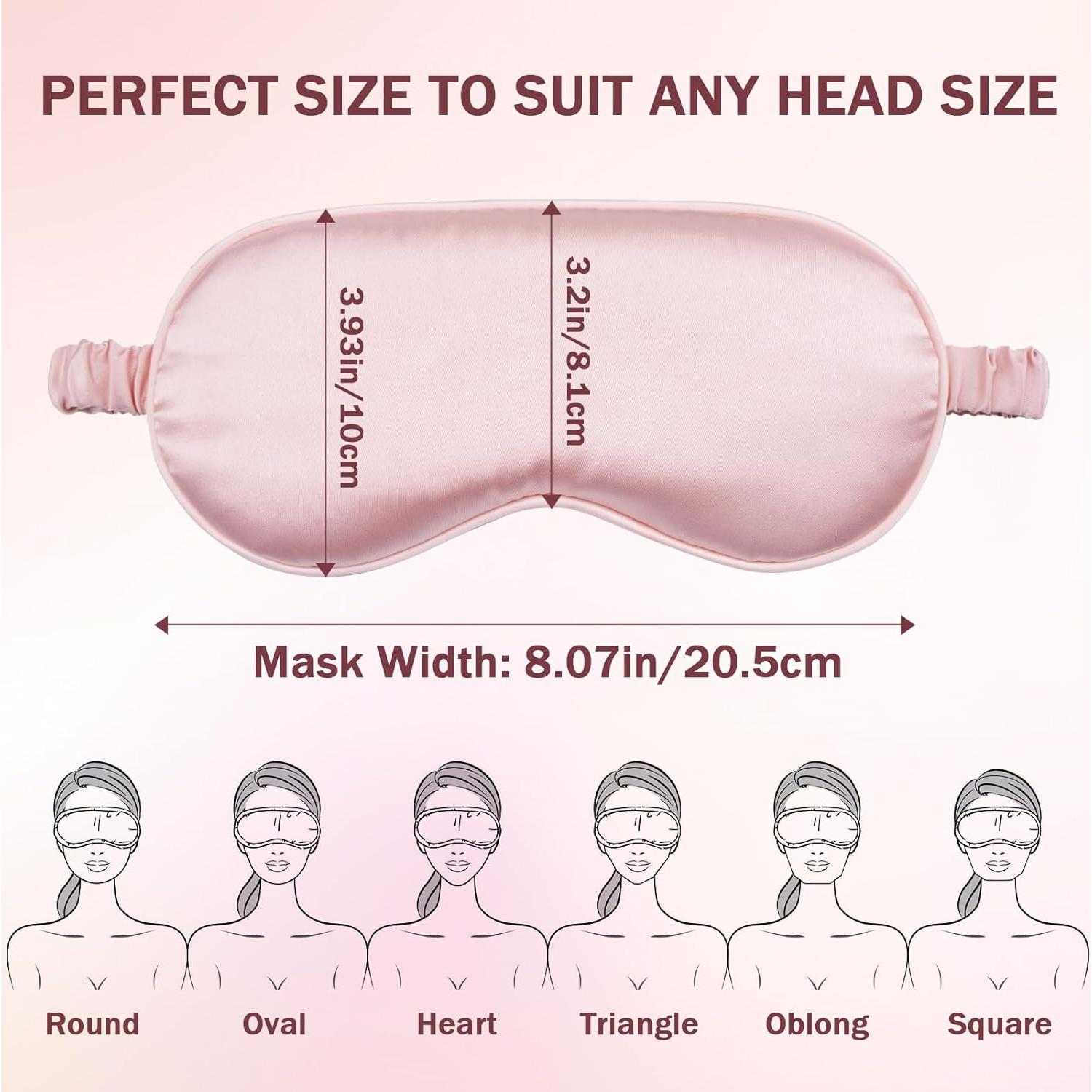 Máscara de Sueño Amrules 2 Piezas Seda Rosa y Negra