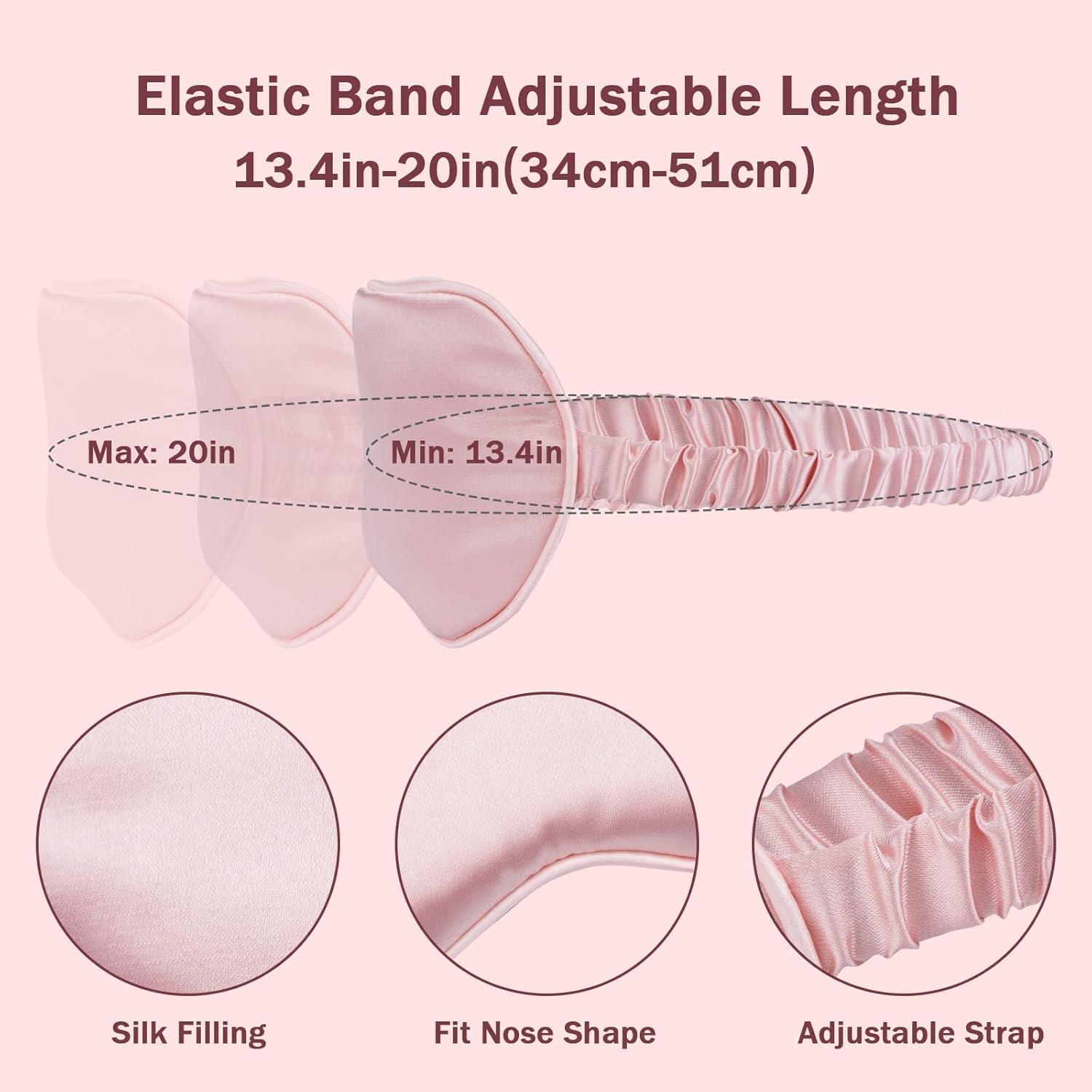 Máscara de Sueño Amrules 2 Piezas Seda Rosa y Negra