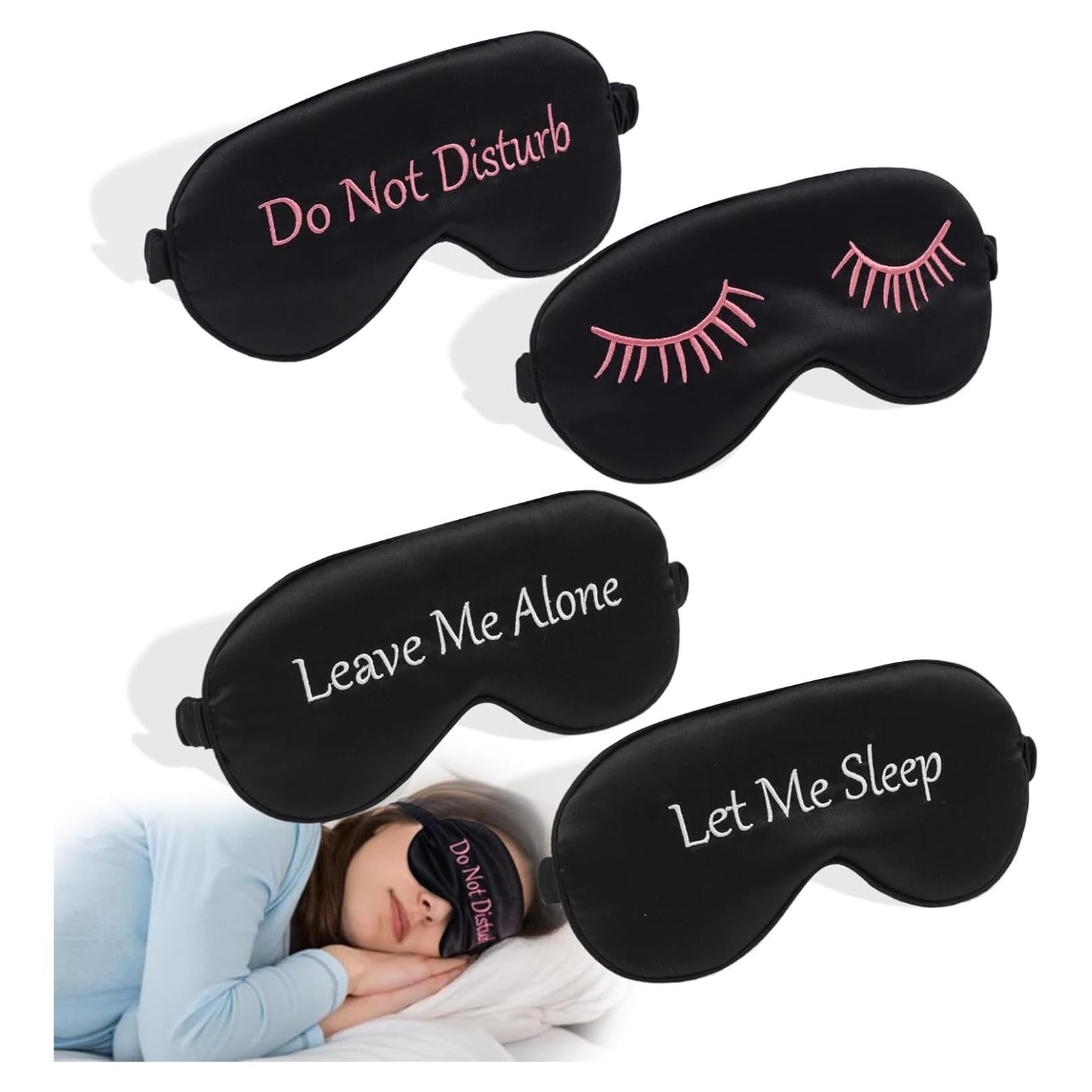 Paquete de 4 Máscaras para Dormir LERSVICVIL de Satén Suave