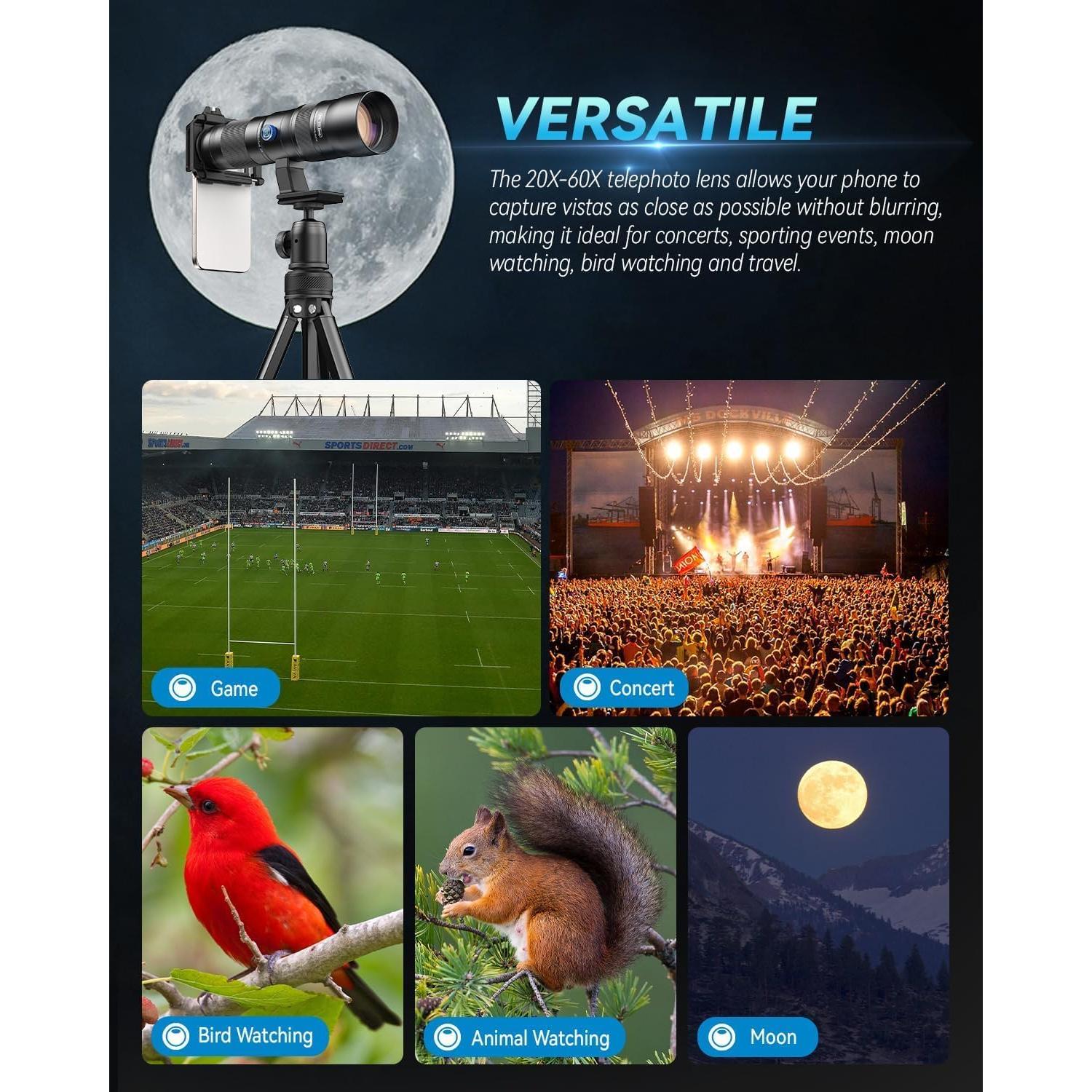 Lente Telefoto Zoom 20-60X Evil Eye para Smartphones HD