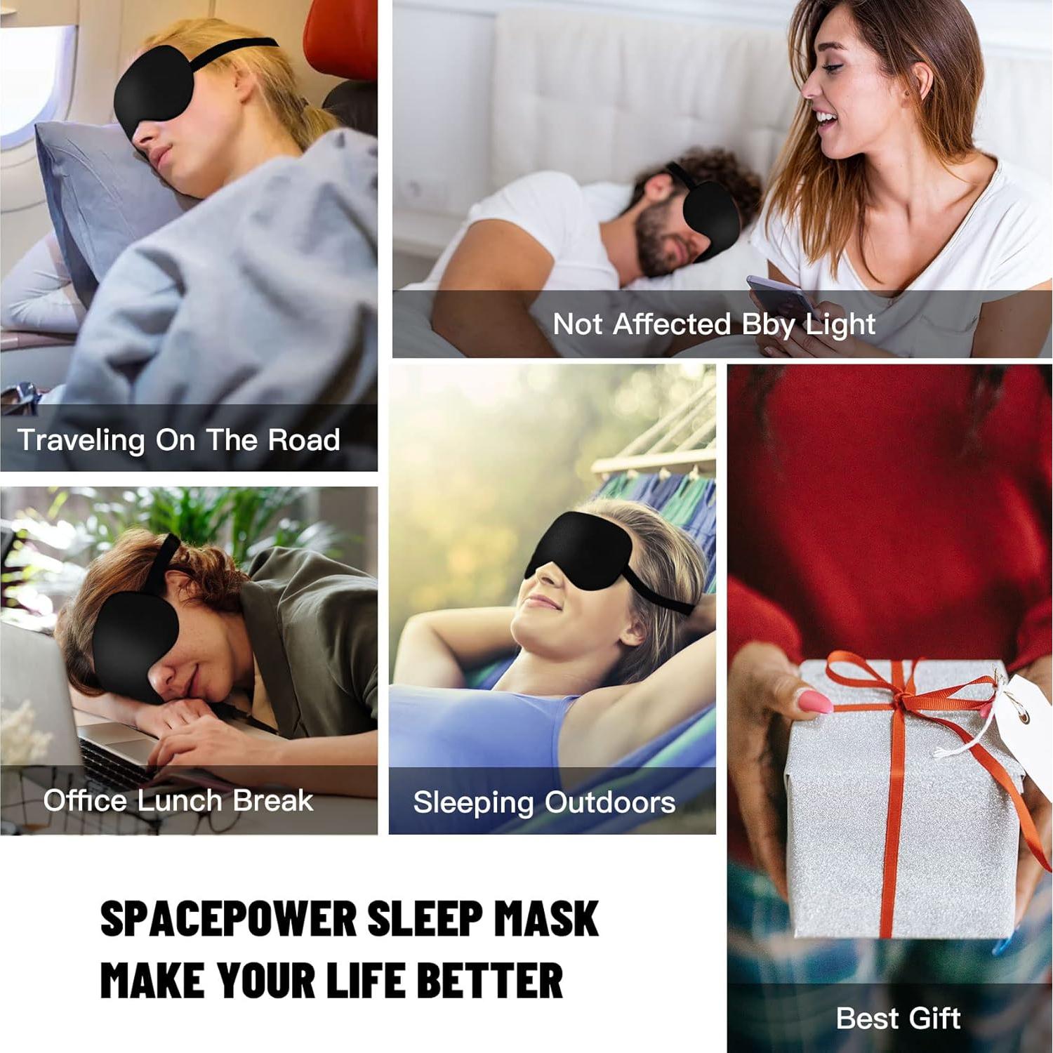 Máscara de dormir Mayxunbeauty de seda negra ajustable