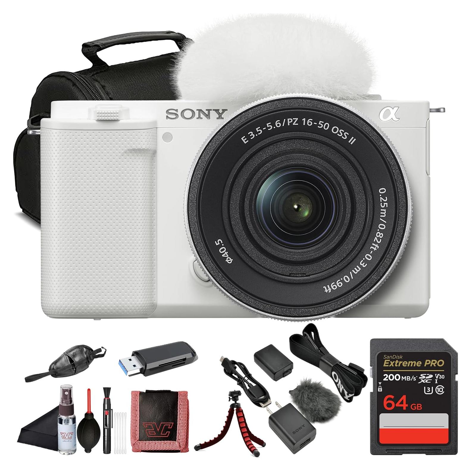 Cámara Sin Espejo Sony ZV-E10 Blanca con Lente 16-50mm y Accesorios