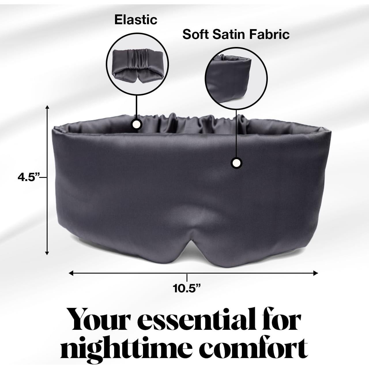 Máscara de Sueño Kitsch de Satén Carbón - Suave y Elegante