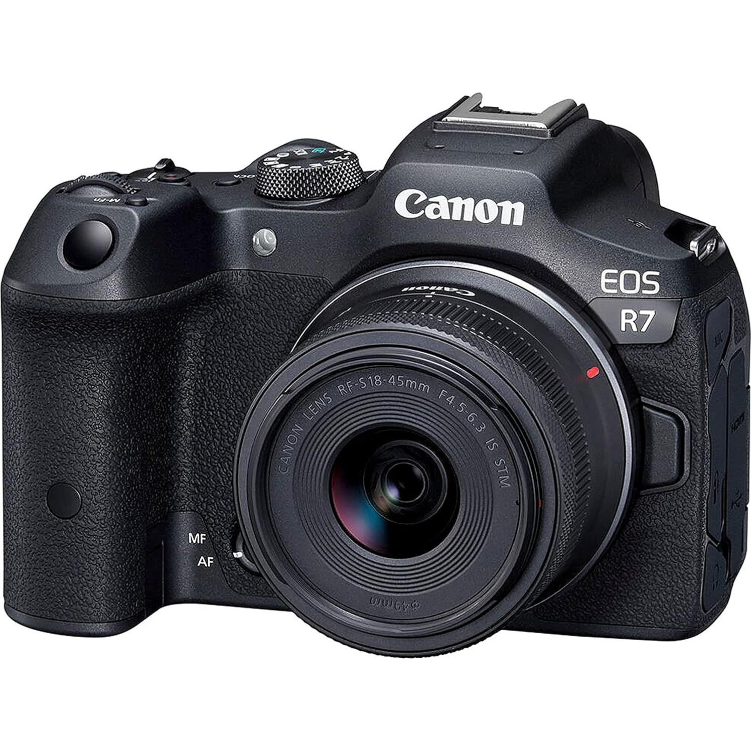 Cámara Sin Espejo Canon EOS R7 + Lentes 18-45mm, 75-300mm, 50mm