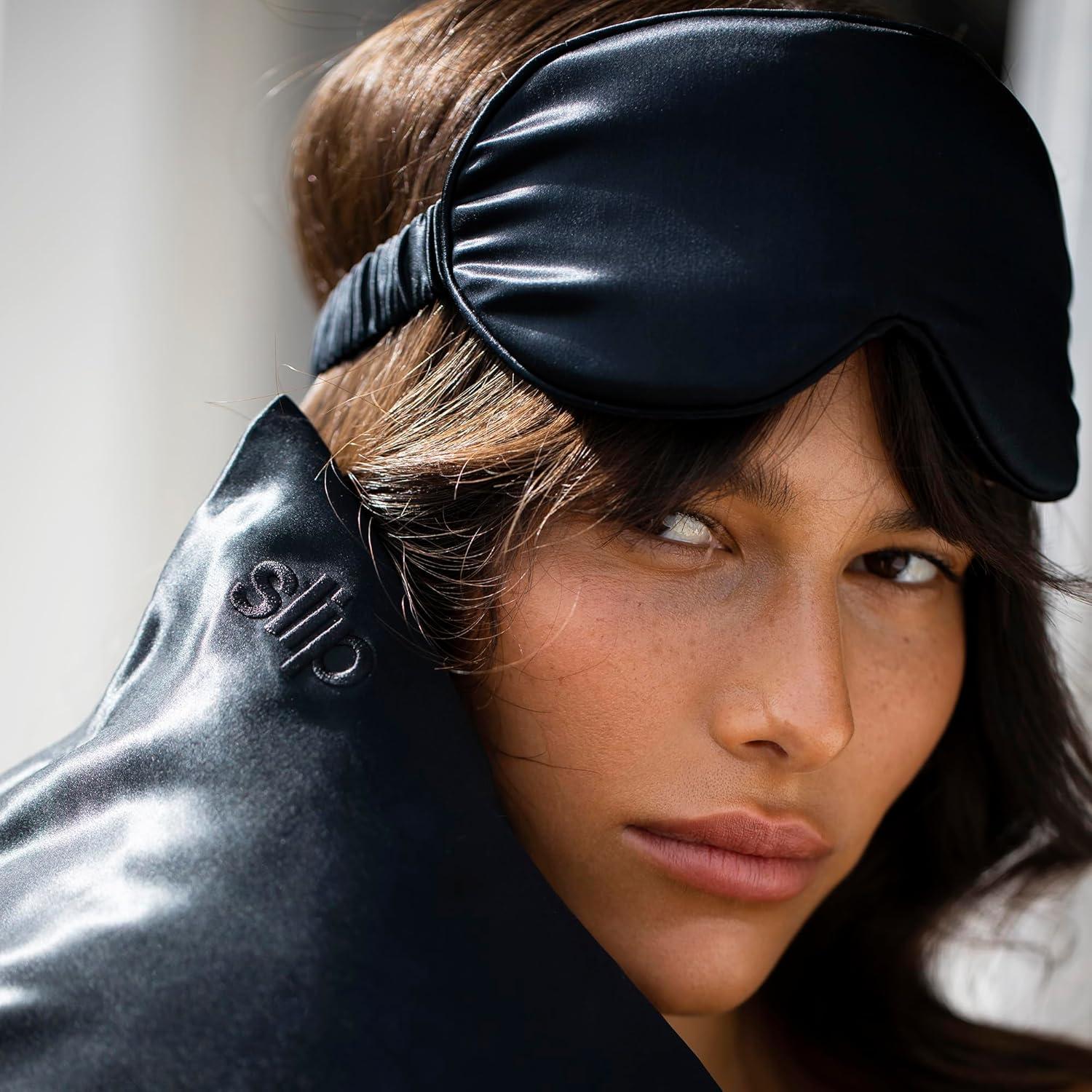 Máscara de Sueño Contorneada Slip | Seda Pura Negra