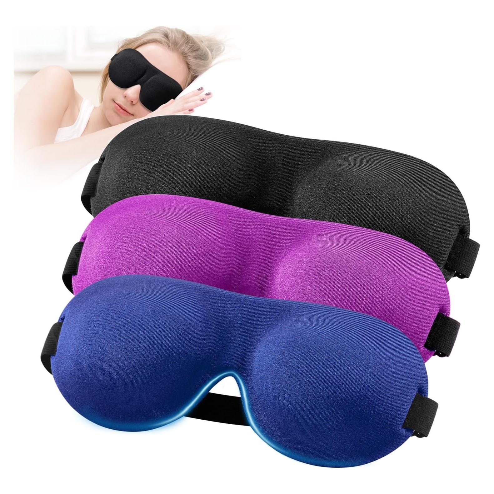 YIVIEW Máscara de Sueño 3D Ajustable Paquete de 3 Colores