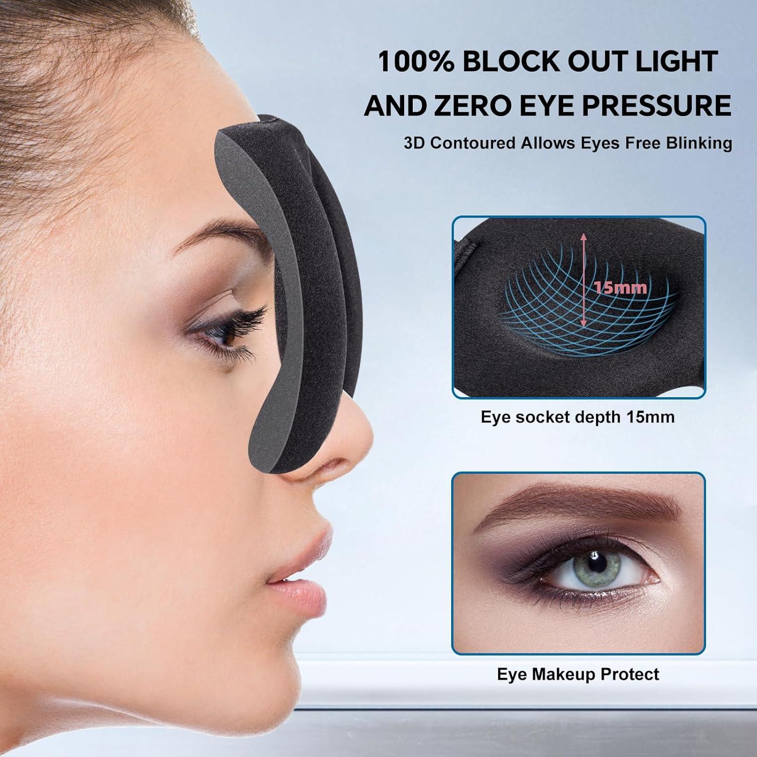 YIVIEW Máscara de Sueño 3D Ajustable Paquete de 3 Colores