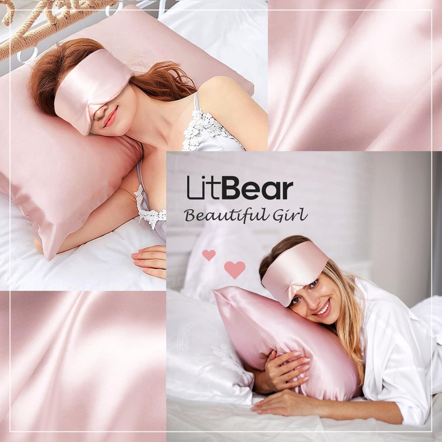 Mascarilla de Sueño LitBear 100% Seda Morera Rosa