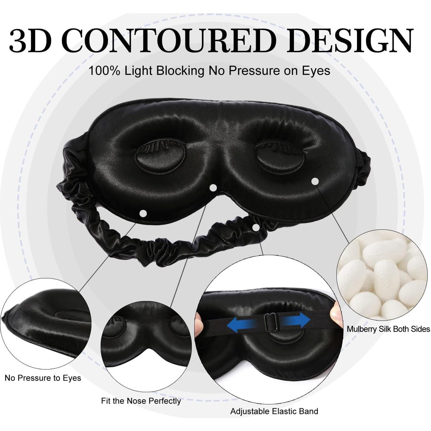 Máscara de Sueño ZIMASILK 100% Seda Morera Ajustable 3D