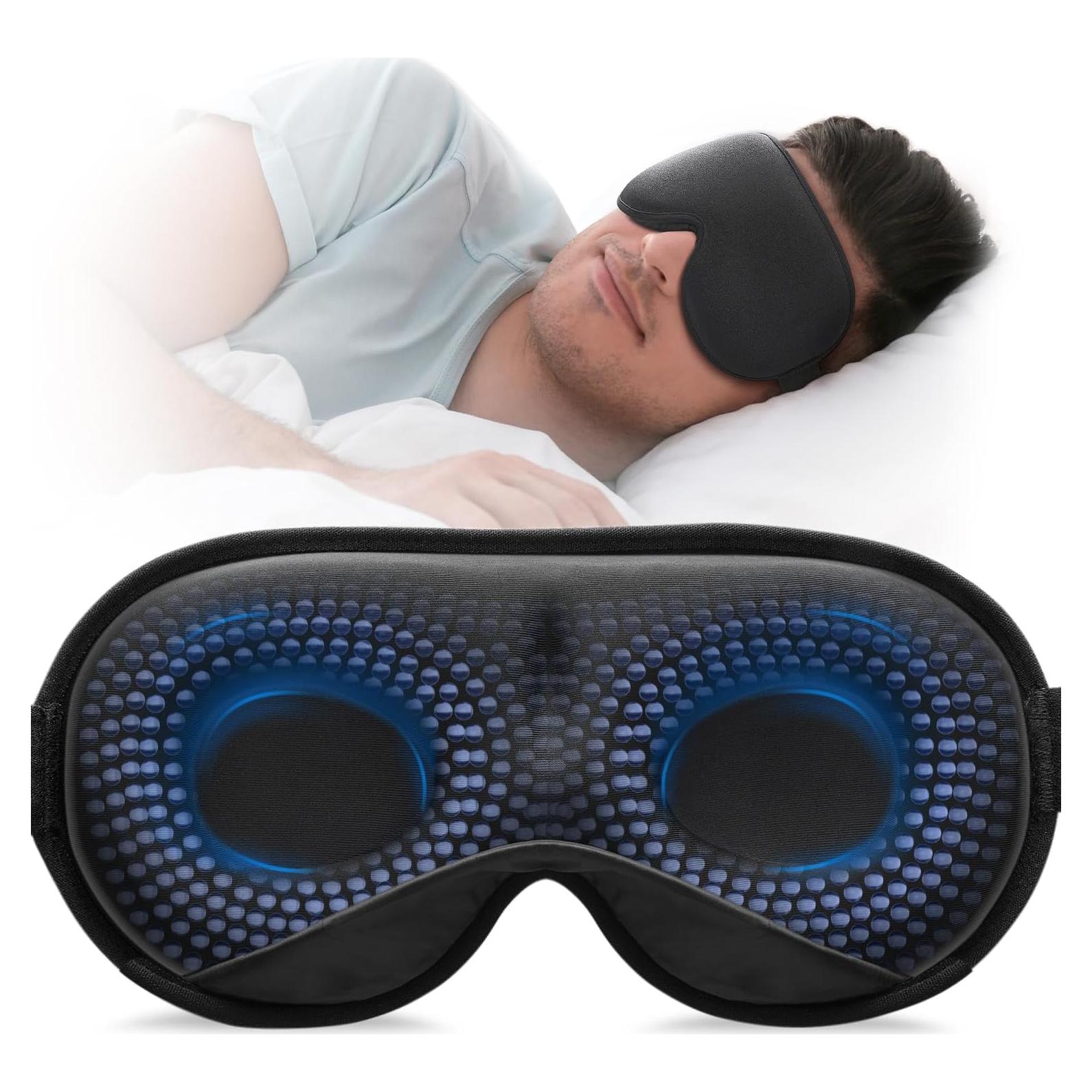 Máscara de Sueño YFONG 3D Negra con Peso 120g Ajustable