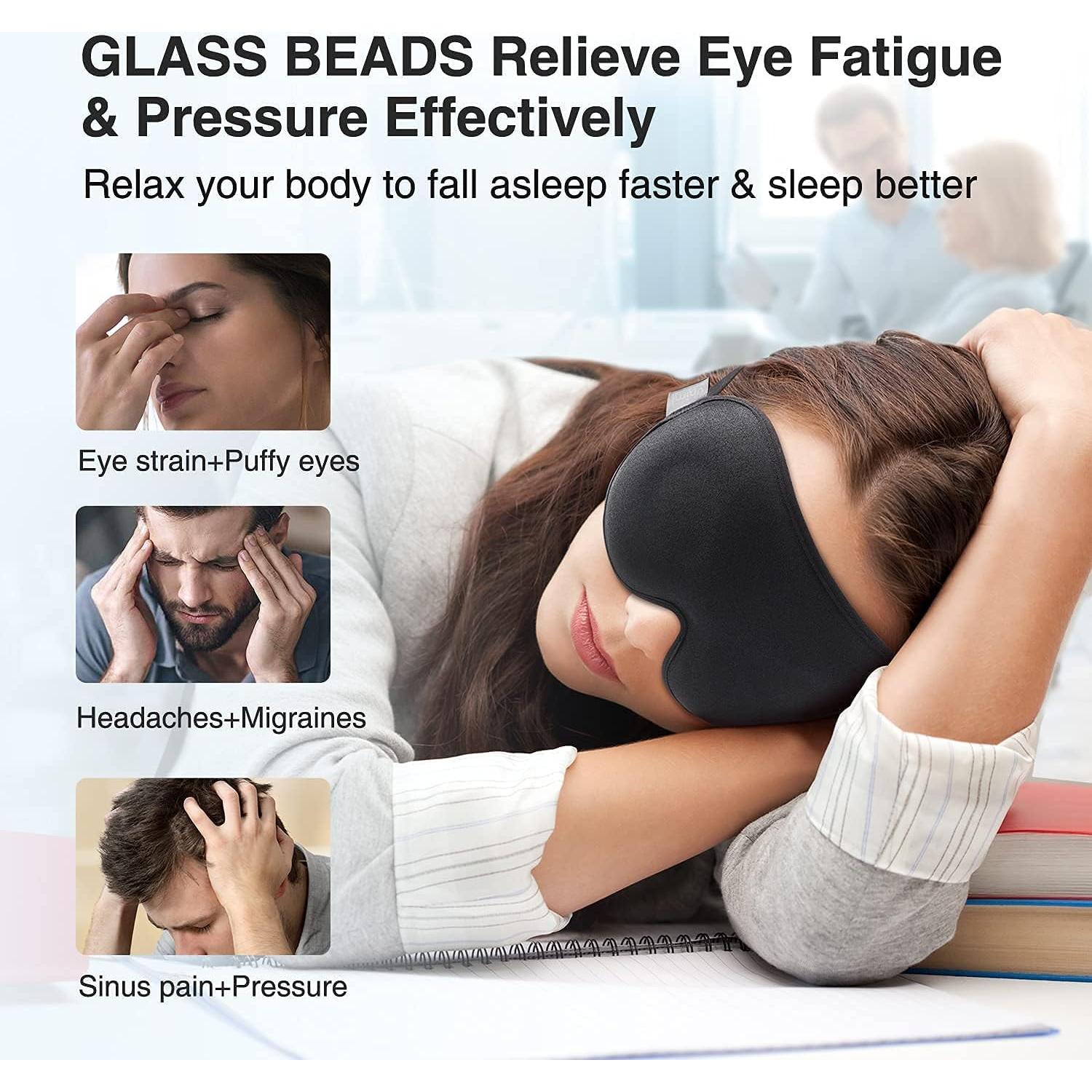 Máscara de Sueño YFONG 3D Negra con Peso 120g Ajustable