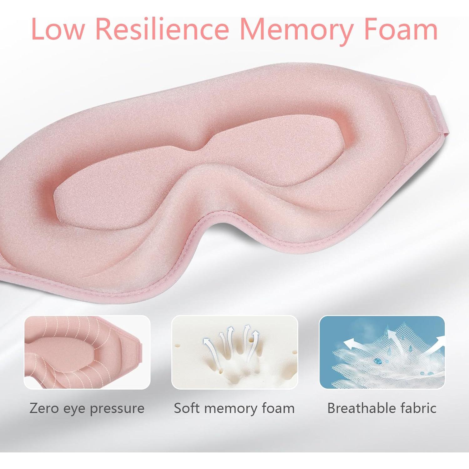 Máscara de Sueño 3D Dec.Metu Rosa Espuma de Memoria Ajustable