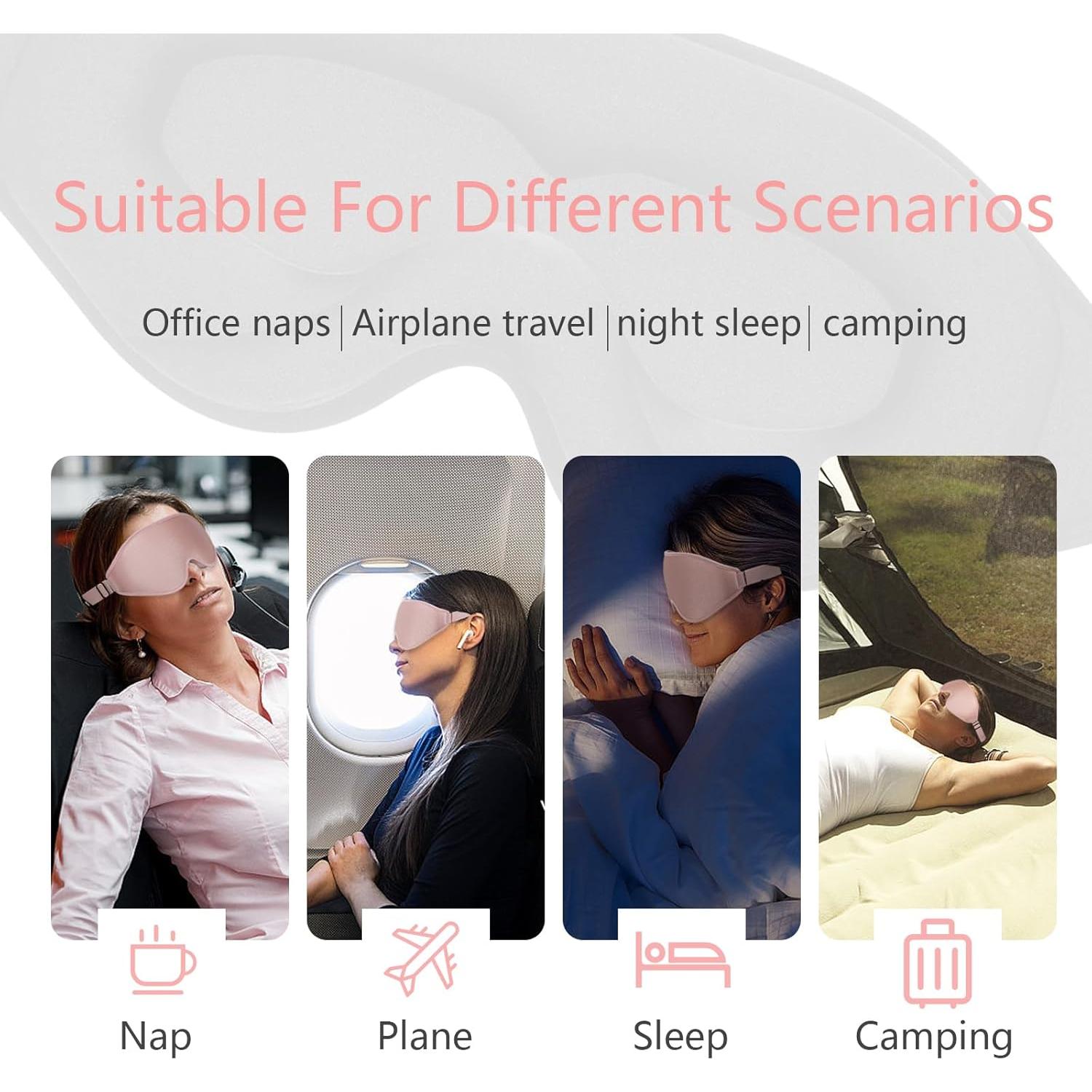 Máscara de Sueño 3D Dec.Metu Rosa Espuma de Memoria Ajustable