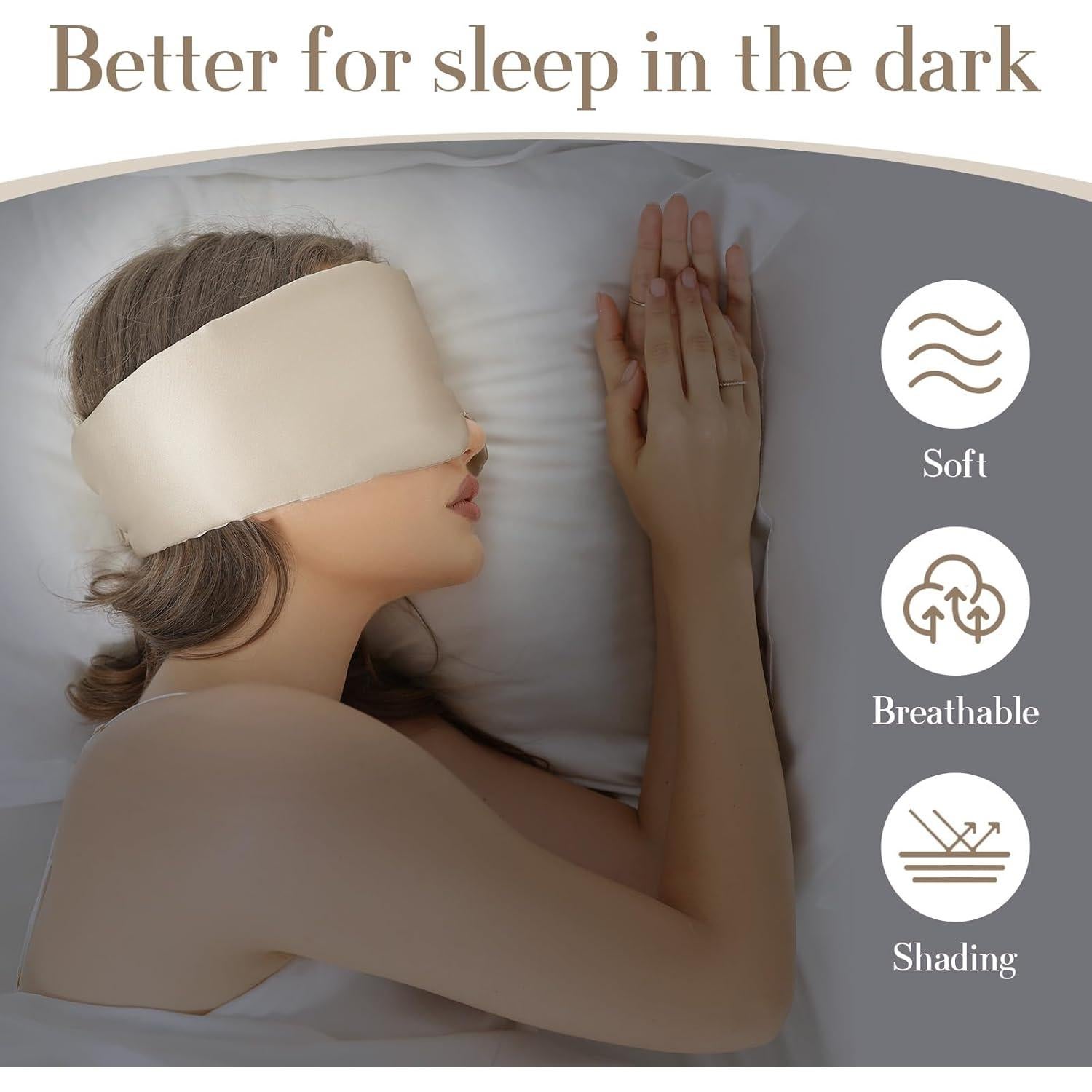 Máscara de Sueño de Seda SECZIPE Grande Taupe Ajustable