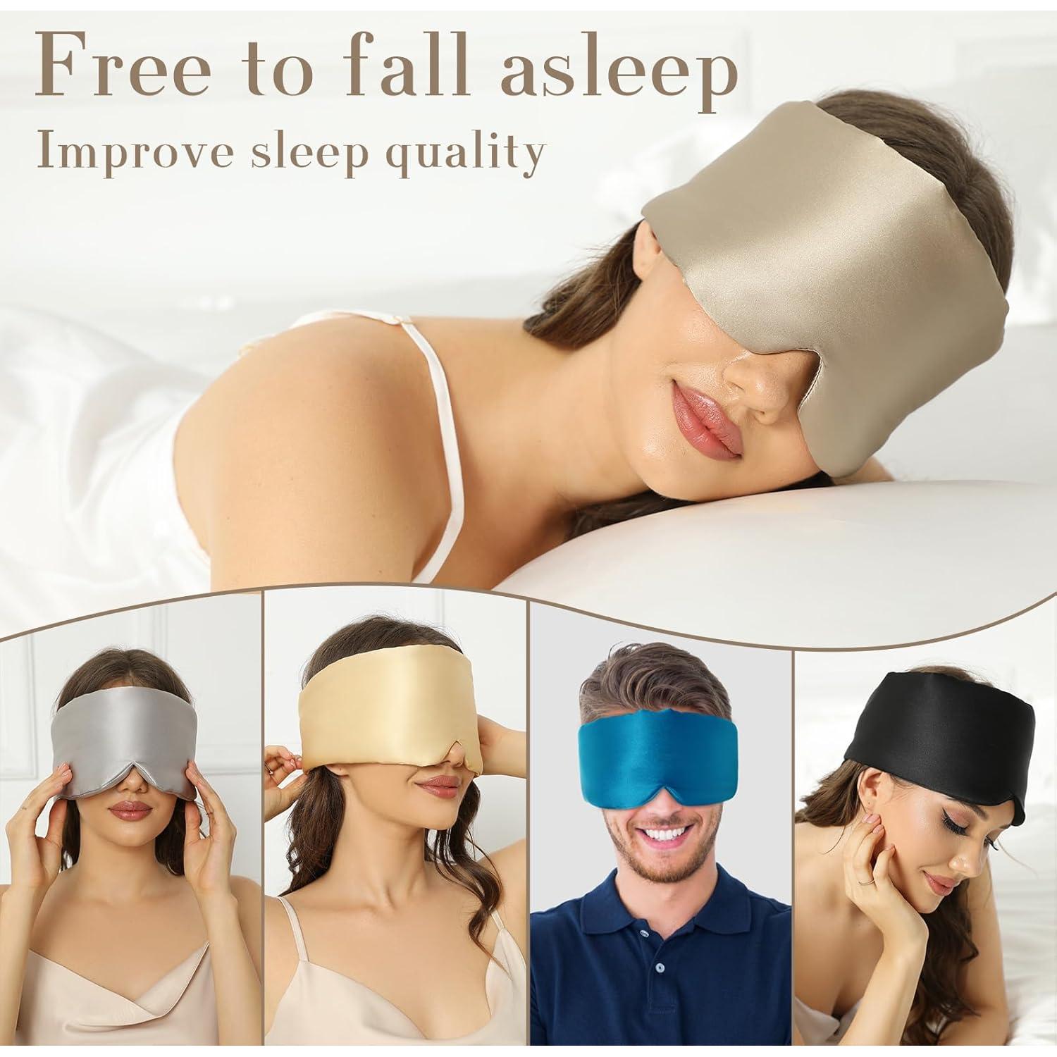 Máscara de Sueño de Seda SECZIPE Grande Taupe Ajustable