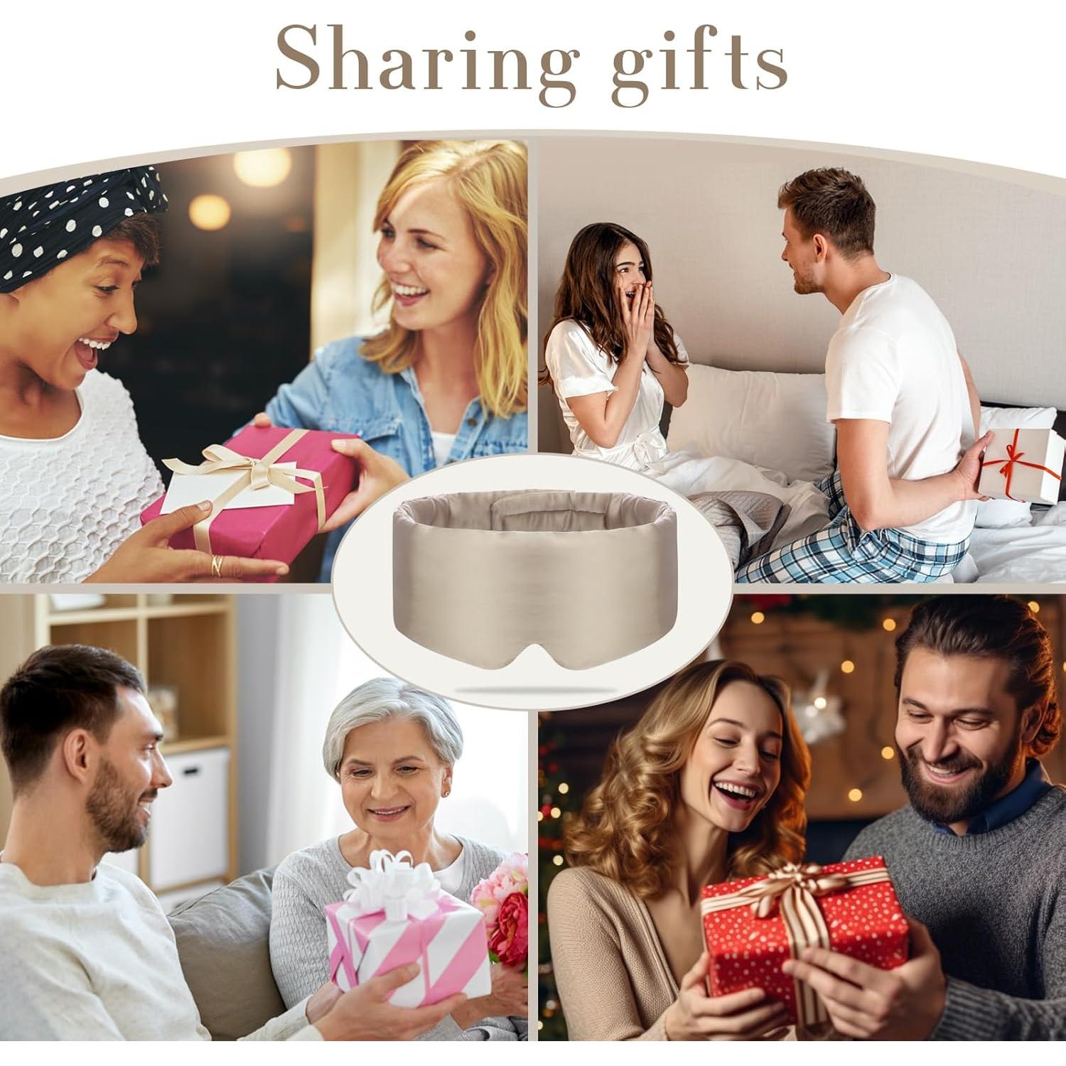 Máscara de Sueño de Seda SECZIPE Grande Taupe Ajustable