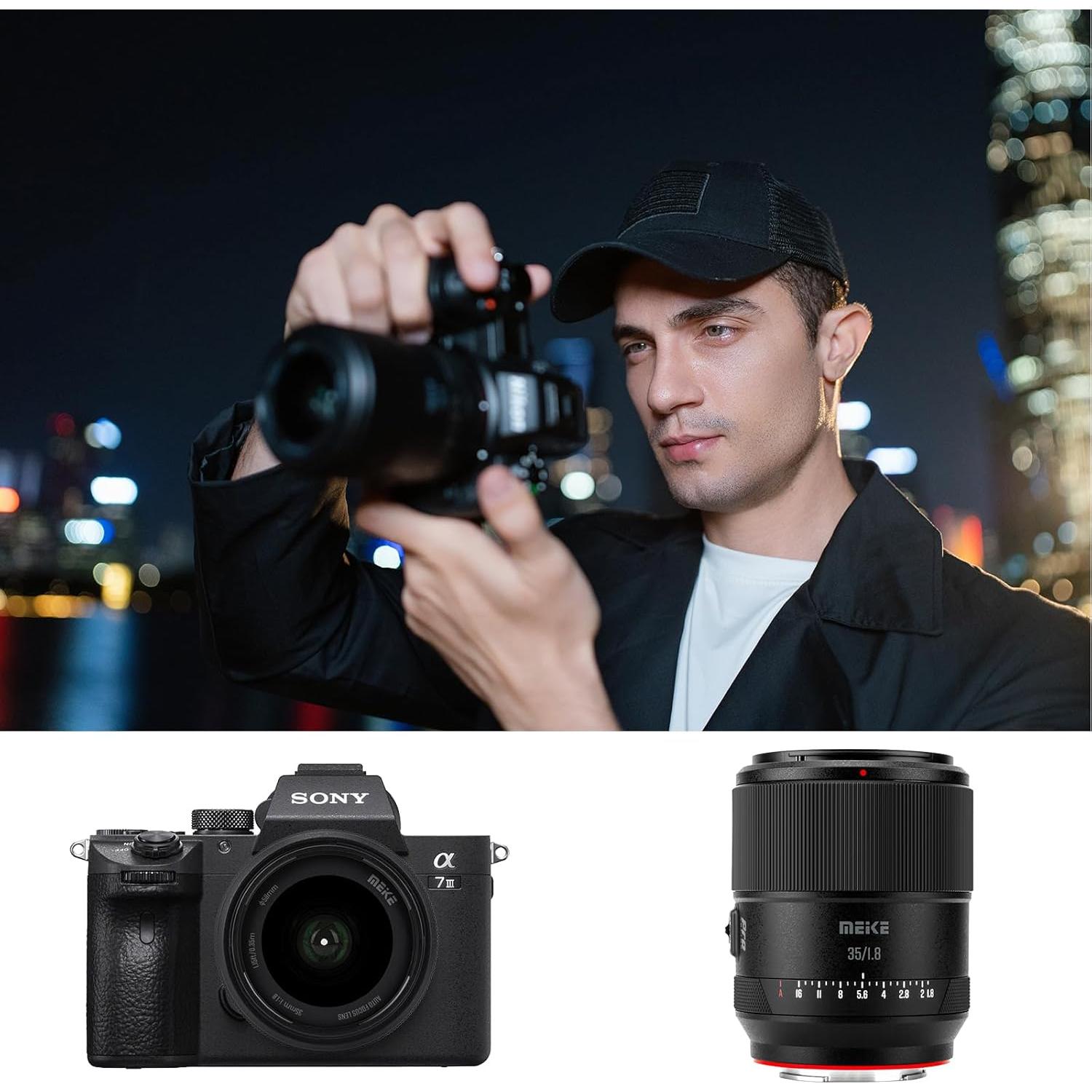 Lente Meike 35mm F1.8 AF STM para cámaras Sony E Full Frame