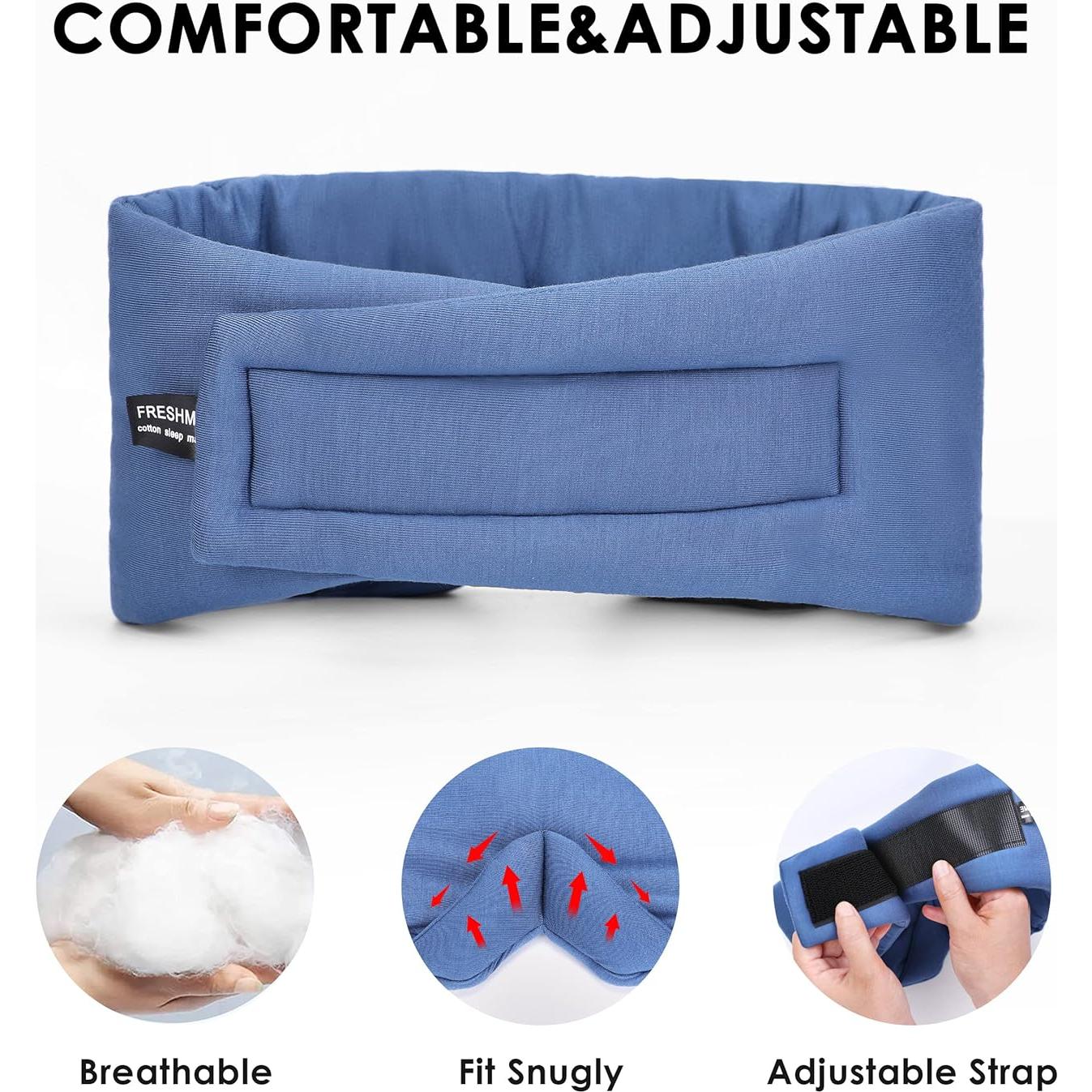 Máscara de Sueño FRESHME Algodón Ajustable Azul
